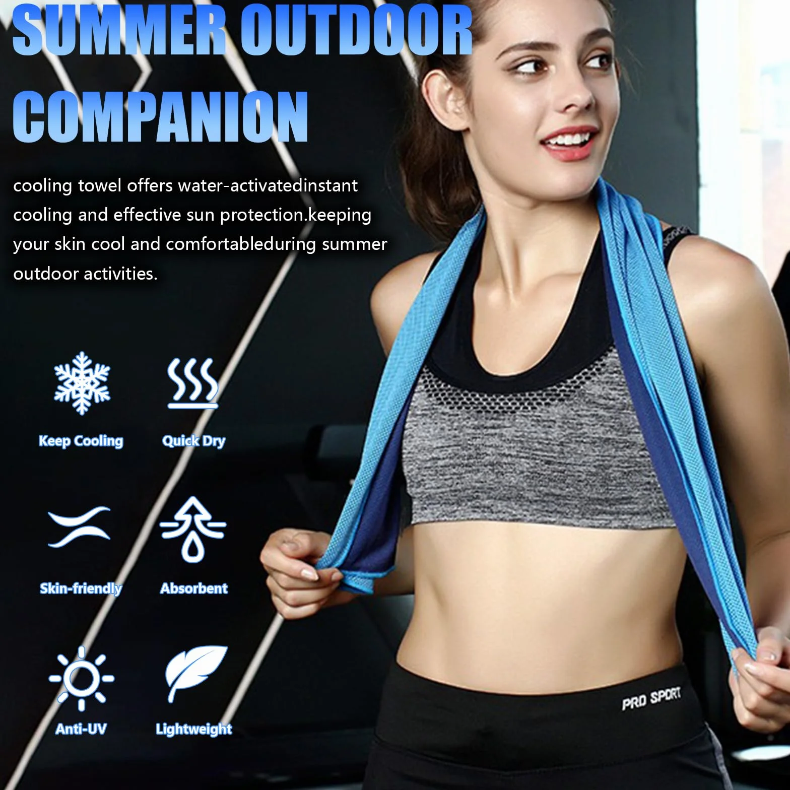 Asciugamano da ghiaccio 30 x 100cm, asciugamano golf, cooling towel, Asciugamano Raffreddamento per Yoga Palestra