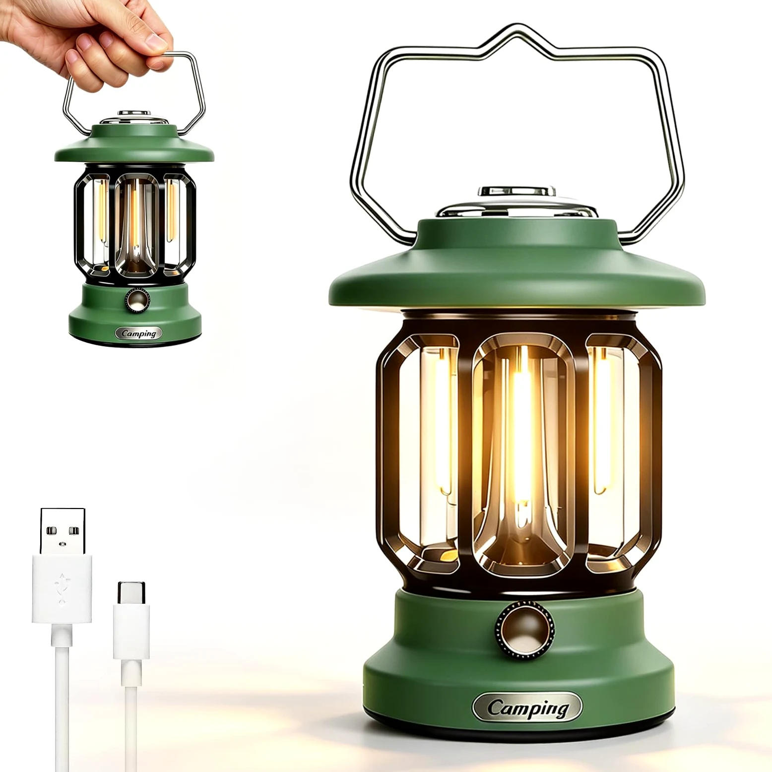 Lanterna da campeggio ricaricabile, lanterna portatile per interruzioni di corrente, lampada d'atmosfera romantica per feste, tende, vacanze, escursioni