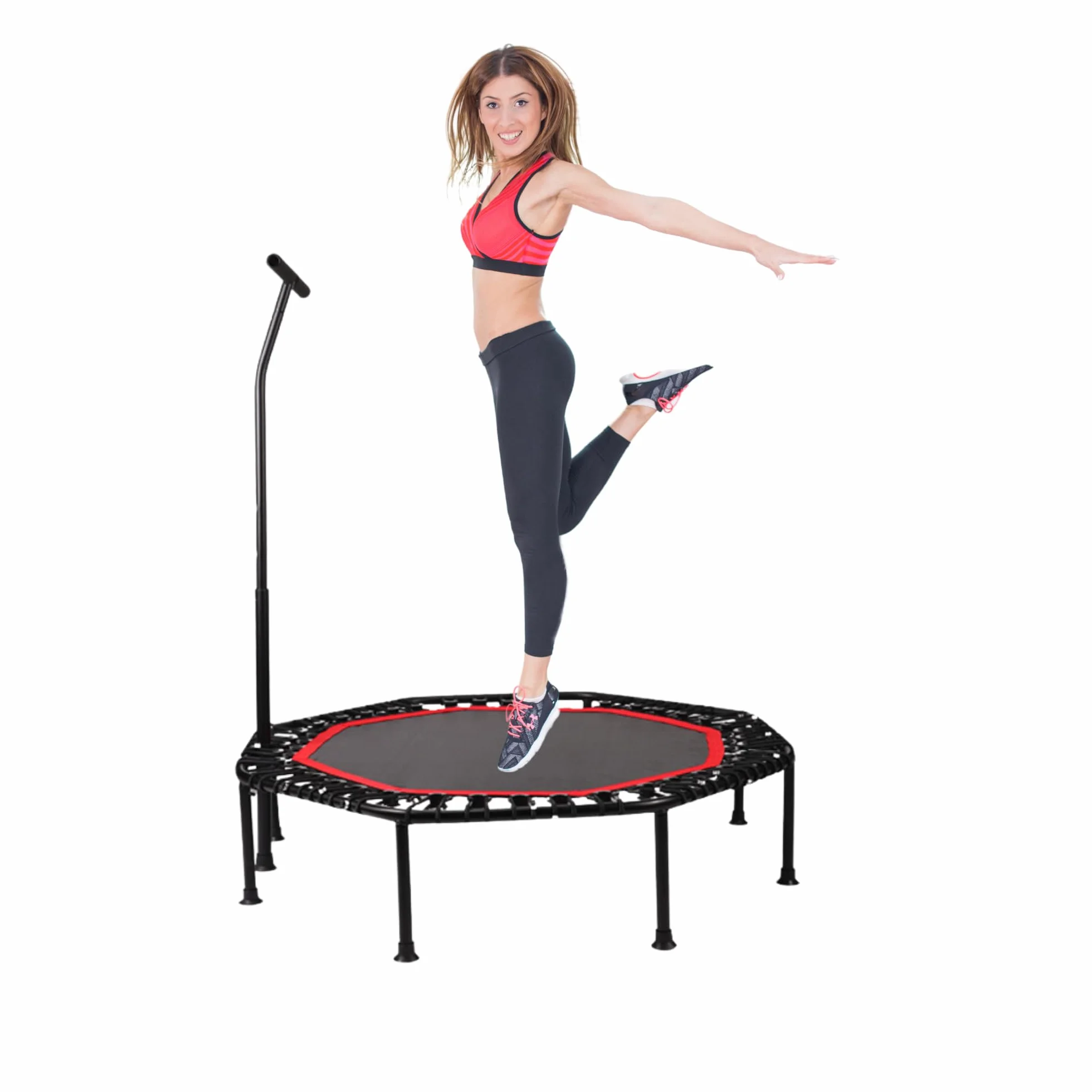 Trampolino Elastico.Trampolino Pieghevole Fitness per Saltare con Ø90cm, Silenzioso. Installazione Semplice,Ottagonale per Adulti,Bambini. Interni ed Esterni con Braccioli in Schiuma Regolabili.