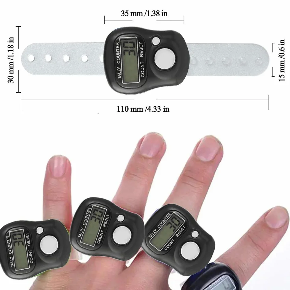 KARELLS Contatore Digitale a Dito Nero 2pcs