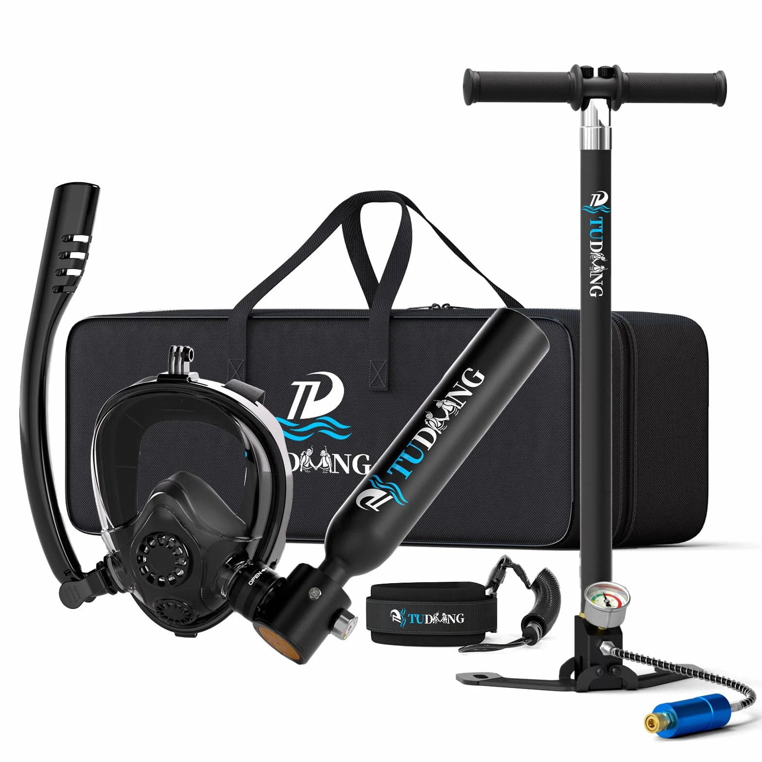 Bombola per immersioni subacquee 0.5L TUDIVING, mini ossigeno con maschera snorkeling, kit portatile