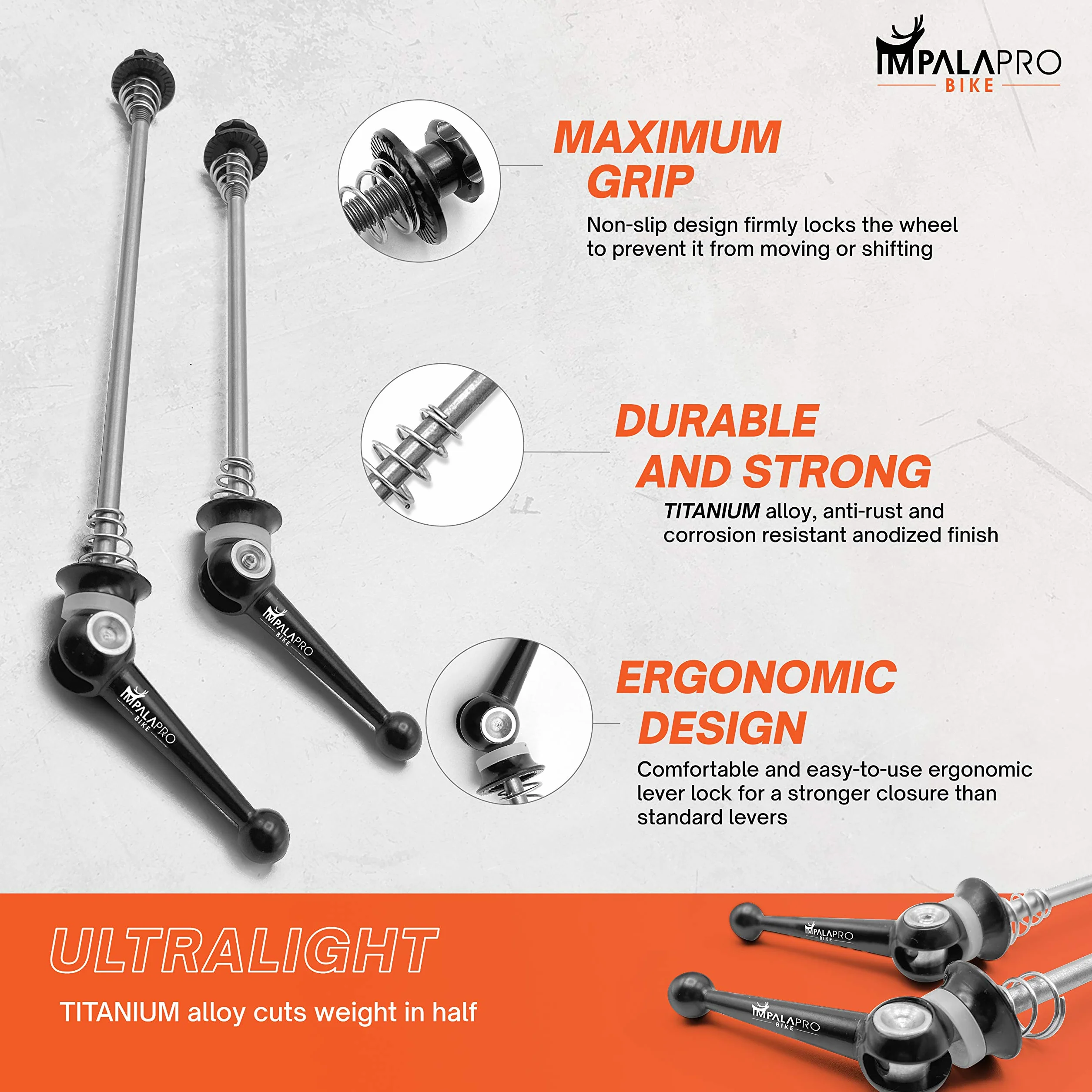 IMPALAPRO Bike Sgancio Rapido Titanio CNC Ultraleggeri Resistenti Spiedini Bici Lega Titanio MTB Mozzo Rilasci Rapidi
