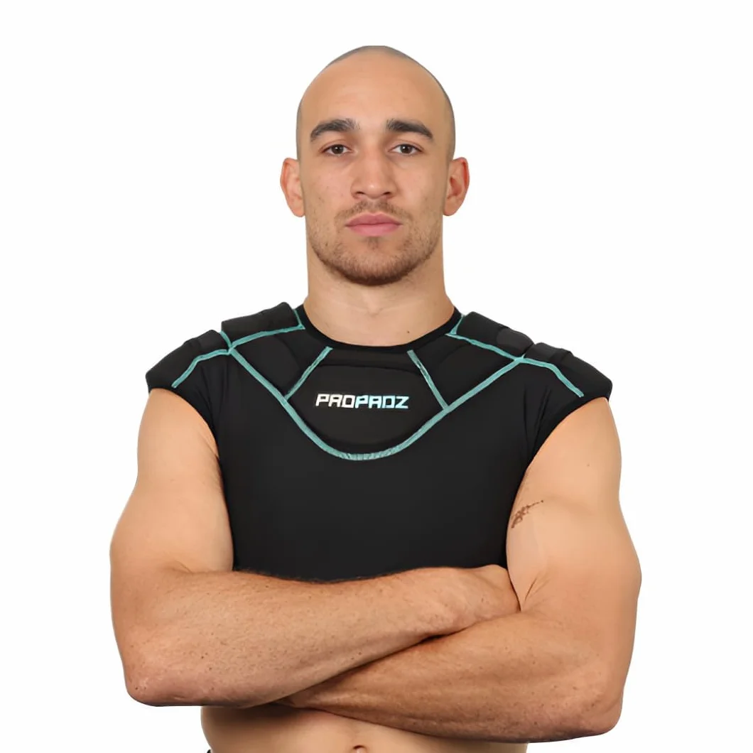 Propadz Gilet da rugby con protezioni spalle adulti – Approvato World Rugby, imbottiture gel modulari, protezione leggera traspirante