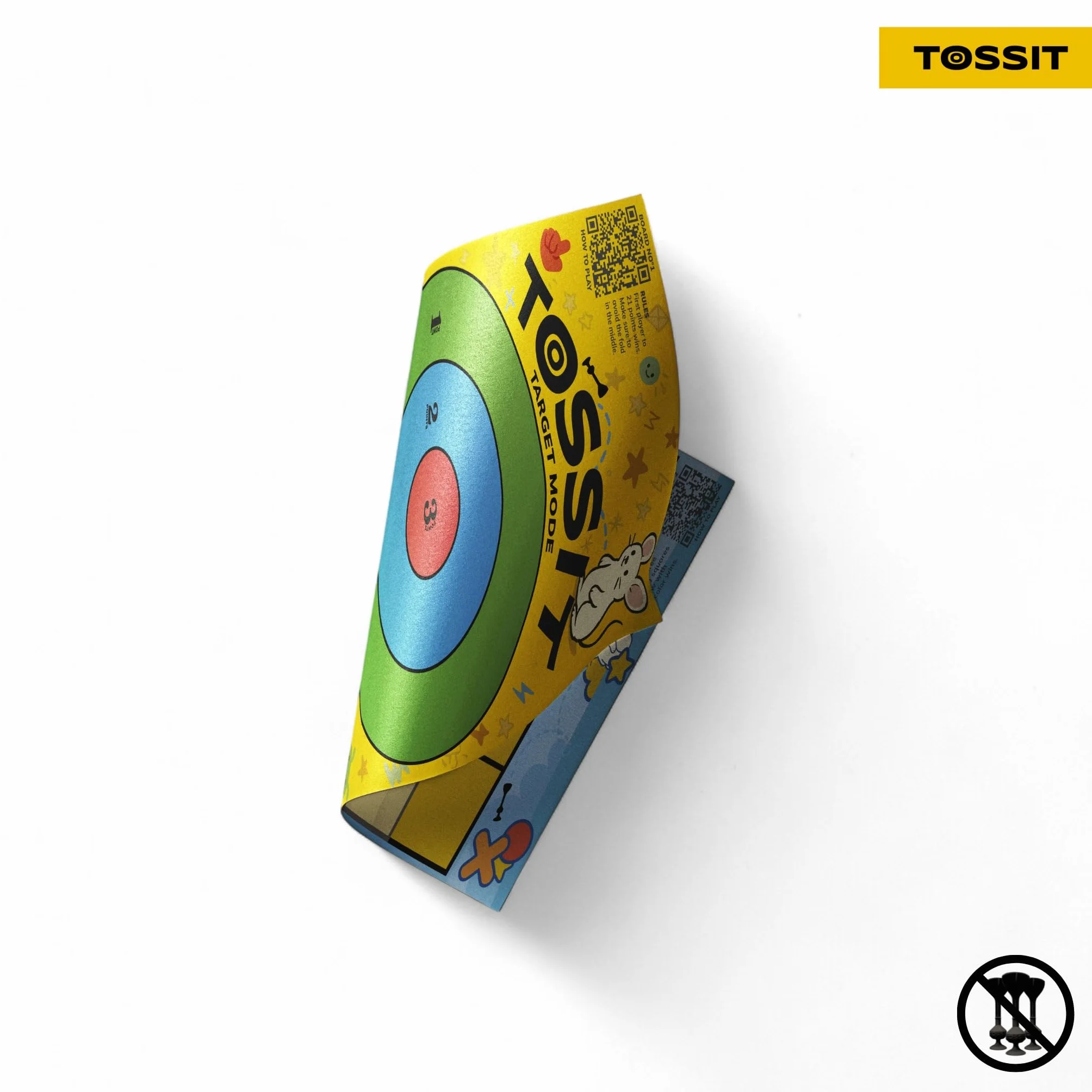 TOSSIT Poster 2 in 1 Tic-Tac-Toe e bersaglio classico per freccette a ventosa, rimovibile e riutilizzabile