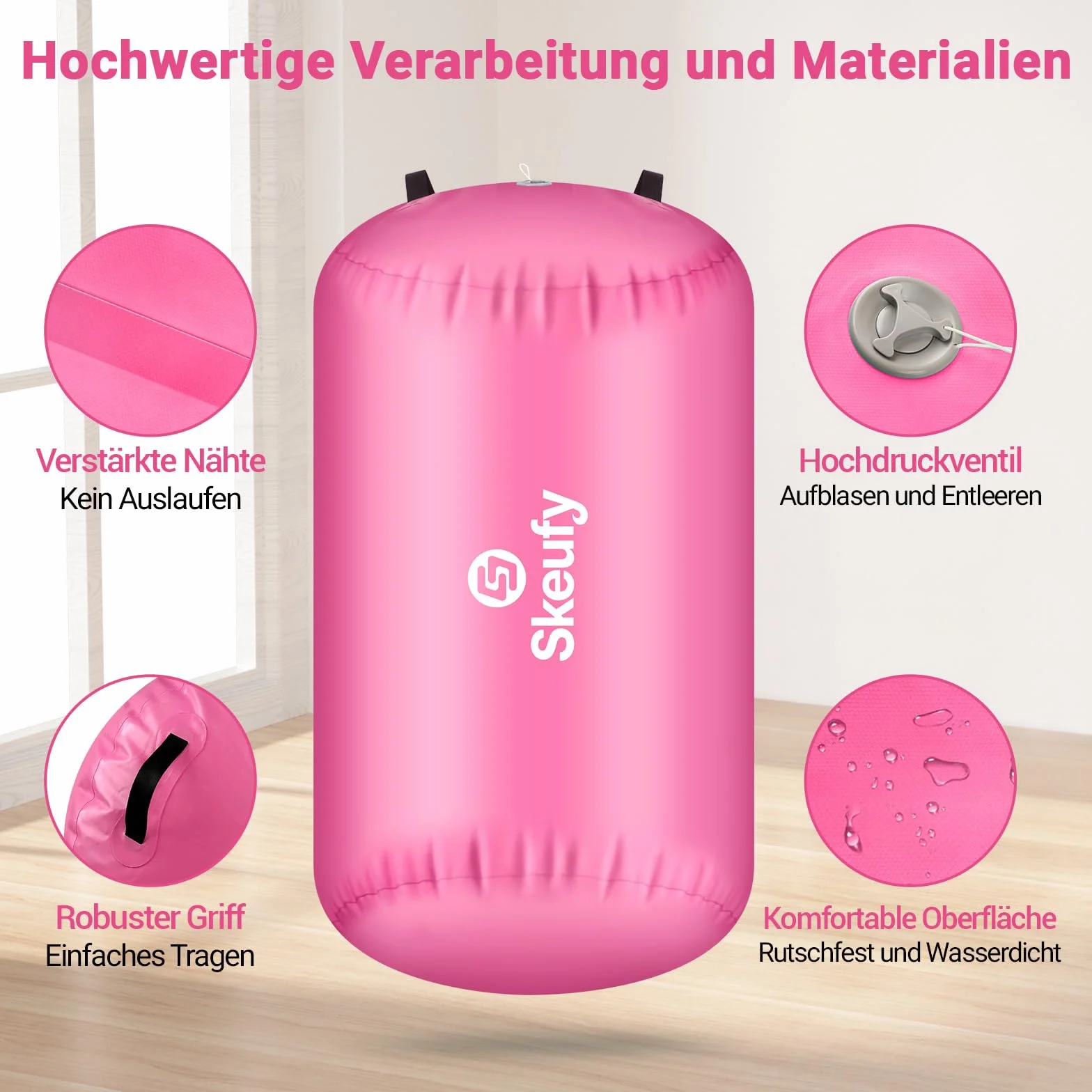 Skeufy Air Matte Track, Tappeto Gonfiabile per Ginnastica e Yoga con Pompa Elettrica, Airroll Air Rolle per Ginnastica, Tappeto da Ginnastica, Tappeto Sportivo per Casa e All'aperto'