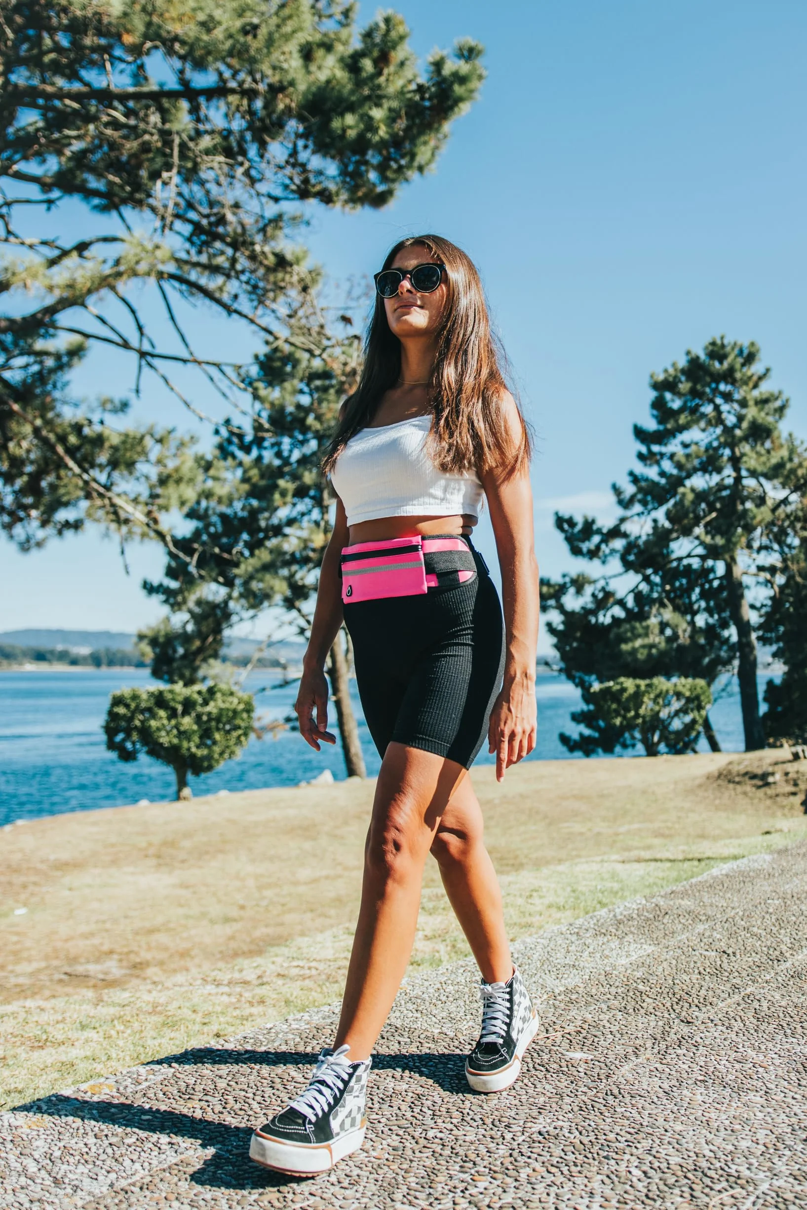 Marsupio Running Impermeabile Uomo Donna Corsa Cintura Elastica Rosa