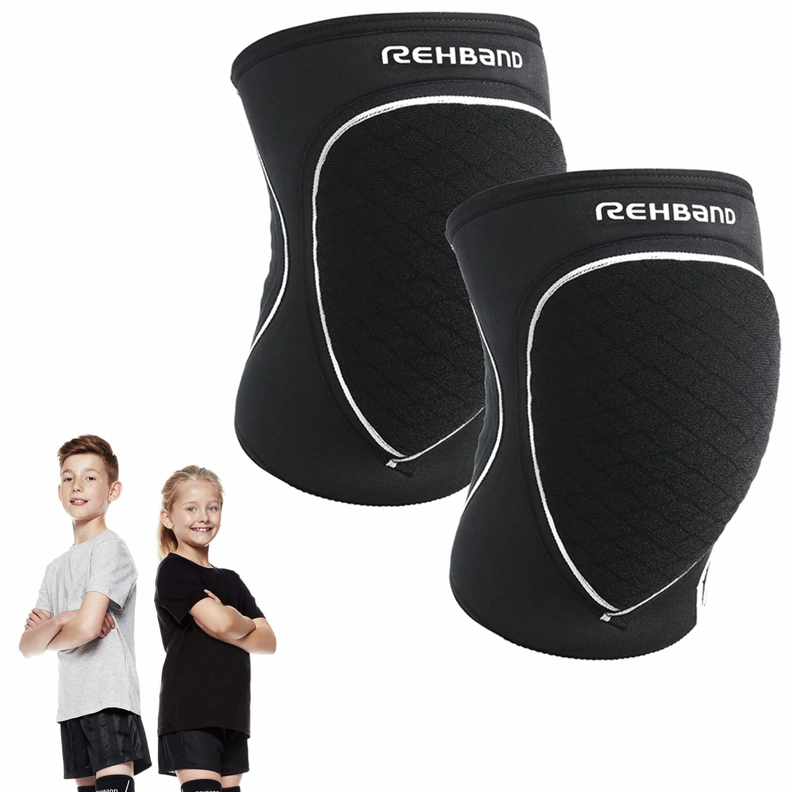 Rehband Ginocchiere per bambini (S, M, L) - 1 paio di ginocchiere per pallavolo e pallamano - Confortevole e ad alta protezione