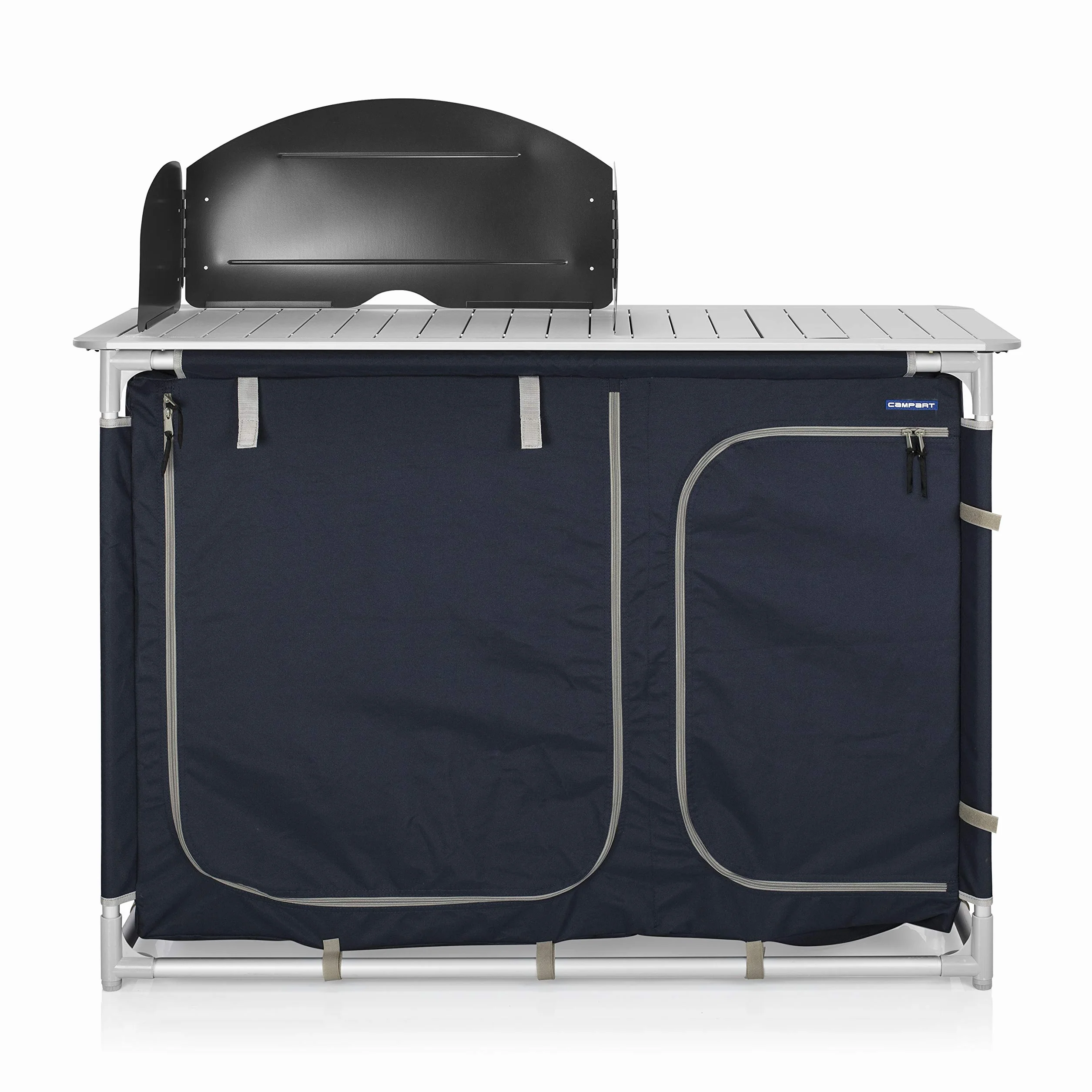 Campart Cucina da campeggio con lavandino e paravento KI-0753 Blu