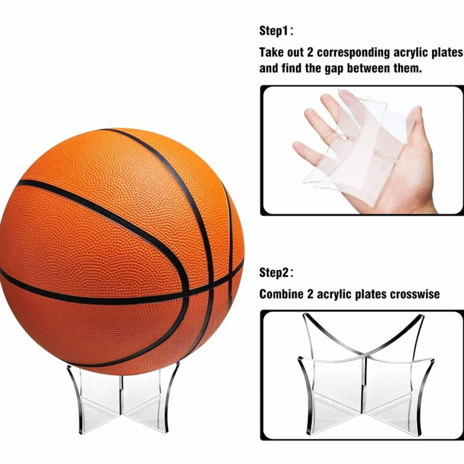 Porta Palloni Acrilico Espositore per Pallone da Calcio Pallavolo Basket Set 2 Pezzi
