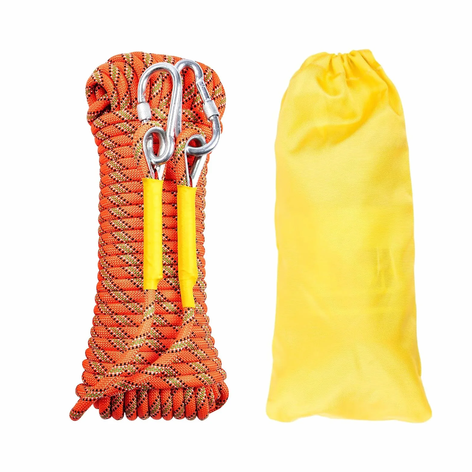 70m Corda da Arrampicata per Arrampicata Statica 8mm Corda di Sicurezza con 2 Moschettone ad Alta Resistenza Carico di Rottura: 1000kg per Alpinismo Fuga Strumenti Salvavita