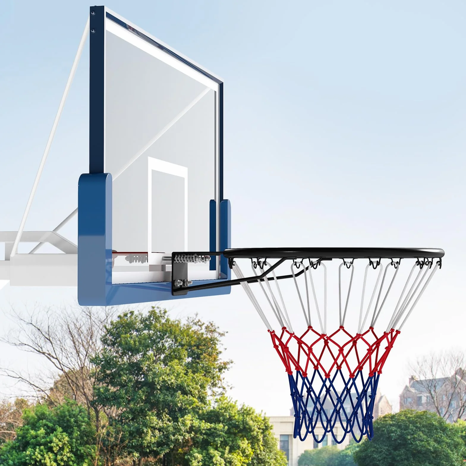 COSTWAY Canestro da Basket da Parete 45 cm, Anello da Pallacanestro con Doppie Molle, Cerchio Universale Esterno Interno