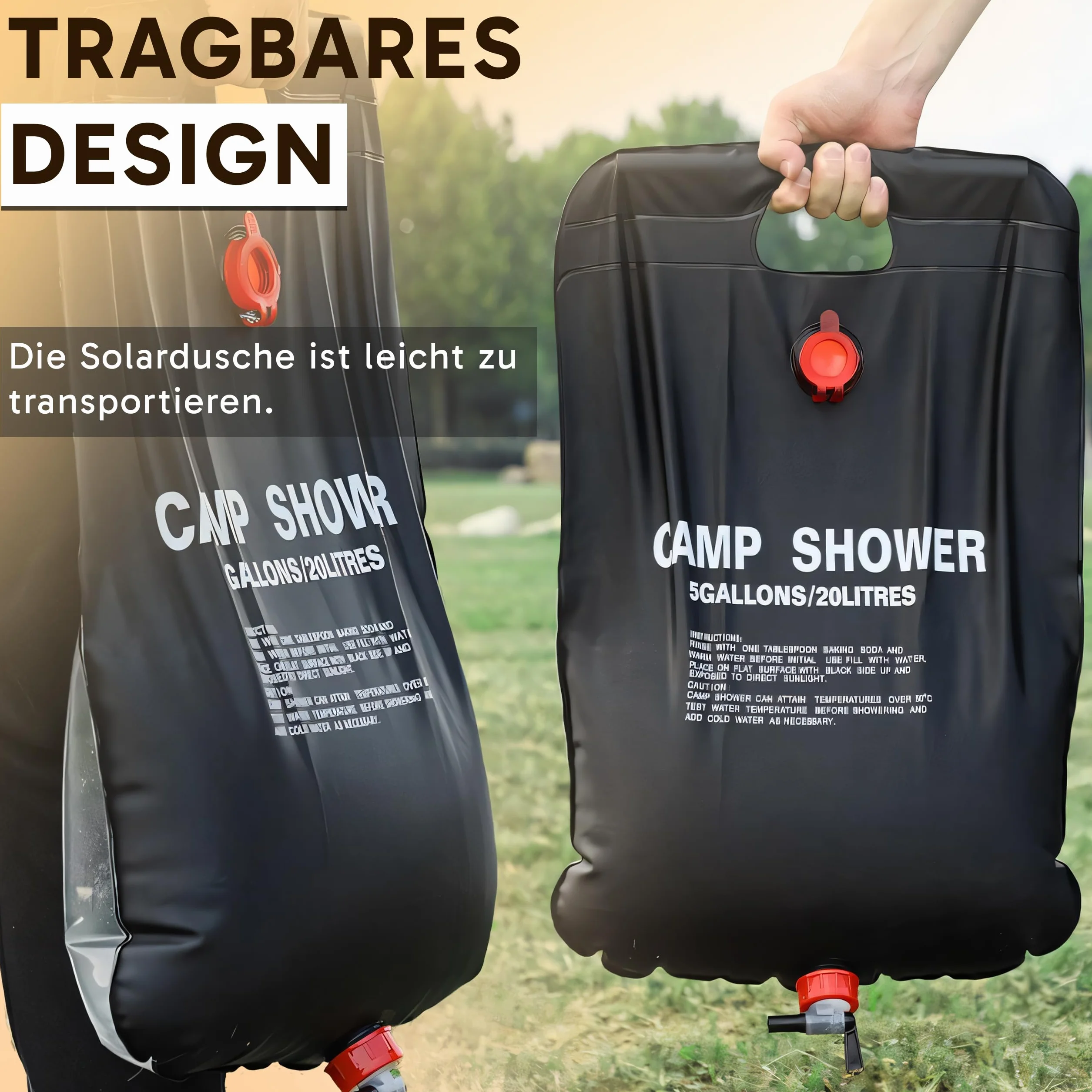 Retoo Borsa da Bagno Solare Campeggio 20 L Portatile con Soffione