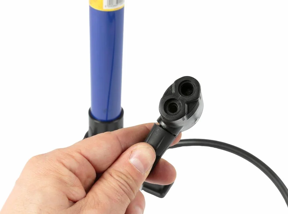 Pompa Officina A 3 Piedi Blu Bici Metallo Compatibile Valvole Presta Schrader Dunlop