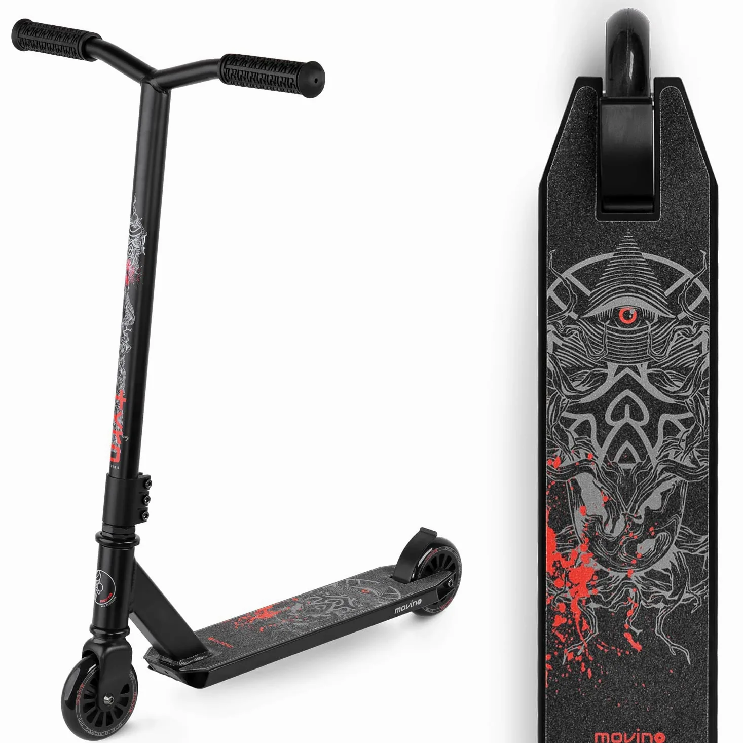 Movino Tyro Monopattino Scooter Professionale Scooter Per Bambini Cuscinetti A Sfera ABEC9 Ruote Da 100 mm Monopattino Freestyle Y-BAR Manubrio Base in Alluminio 6061 Leggero 2,90 kg