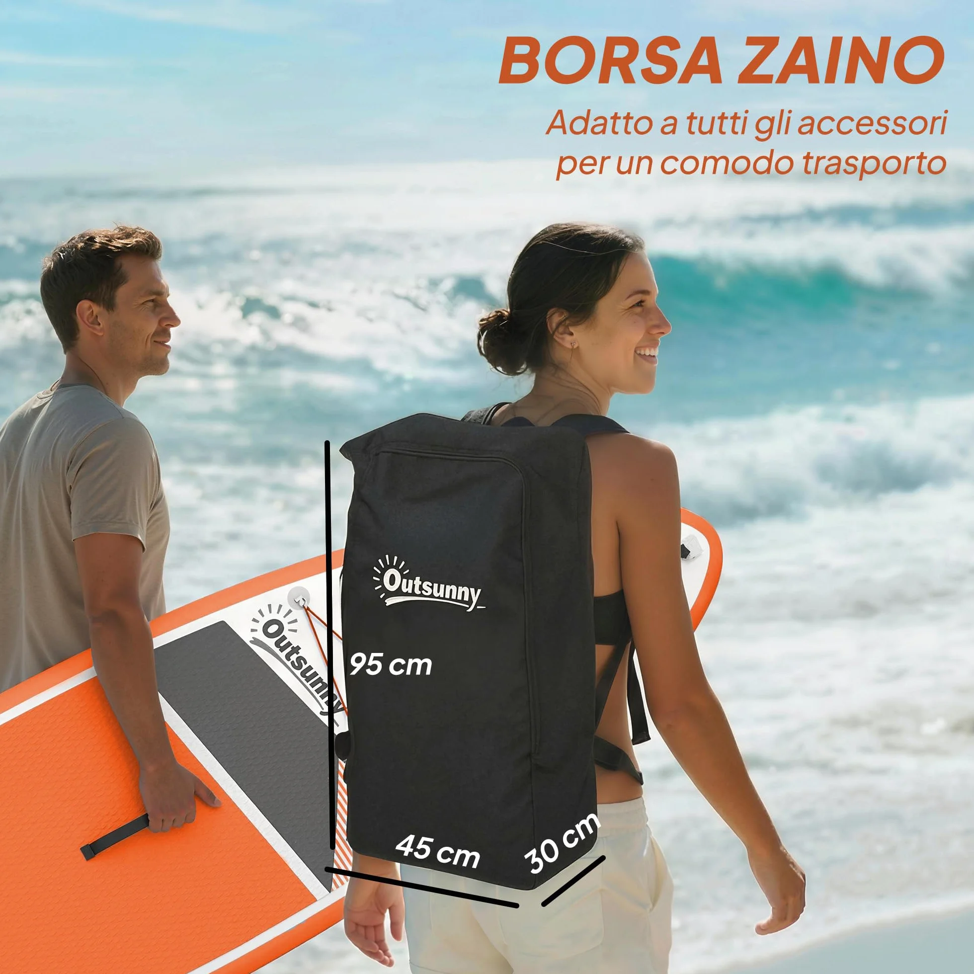 Outsunny Tavola Sup Gonfiabile Adulti, Stand Up Paddle Board con Ponte Antiscivolo in EVA, Pagaia in Alluminio Regolabile, Zaino, Pompa, Pinna Rimovibile, Carico 160 kg, 320x82x15cm, Tutti i Livelli