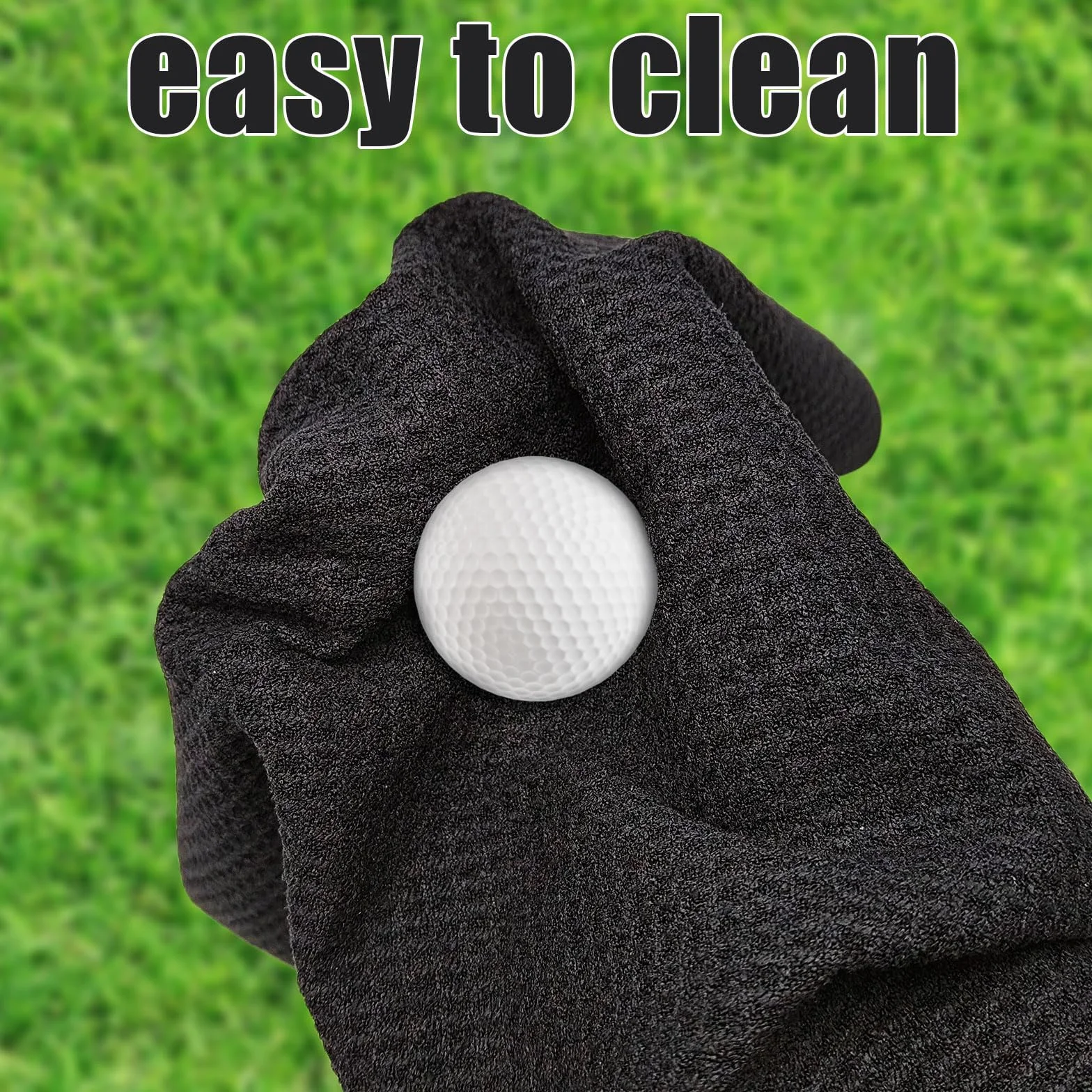 Asciugamano da Golf in Microfibra per Pulizia con Clip, Molto Assorbente, Nero