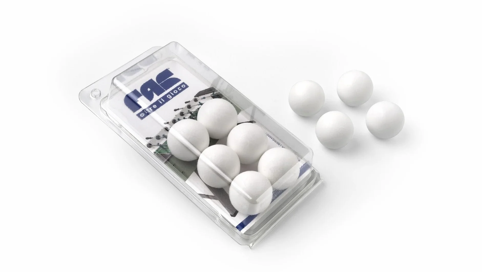 FAS Set 10 Palline Calcio Balilla 33mm Plastica Bianco Giallo Arancione 19g