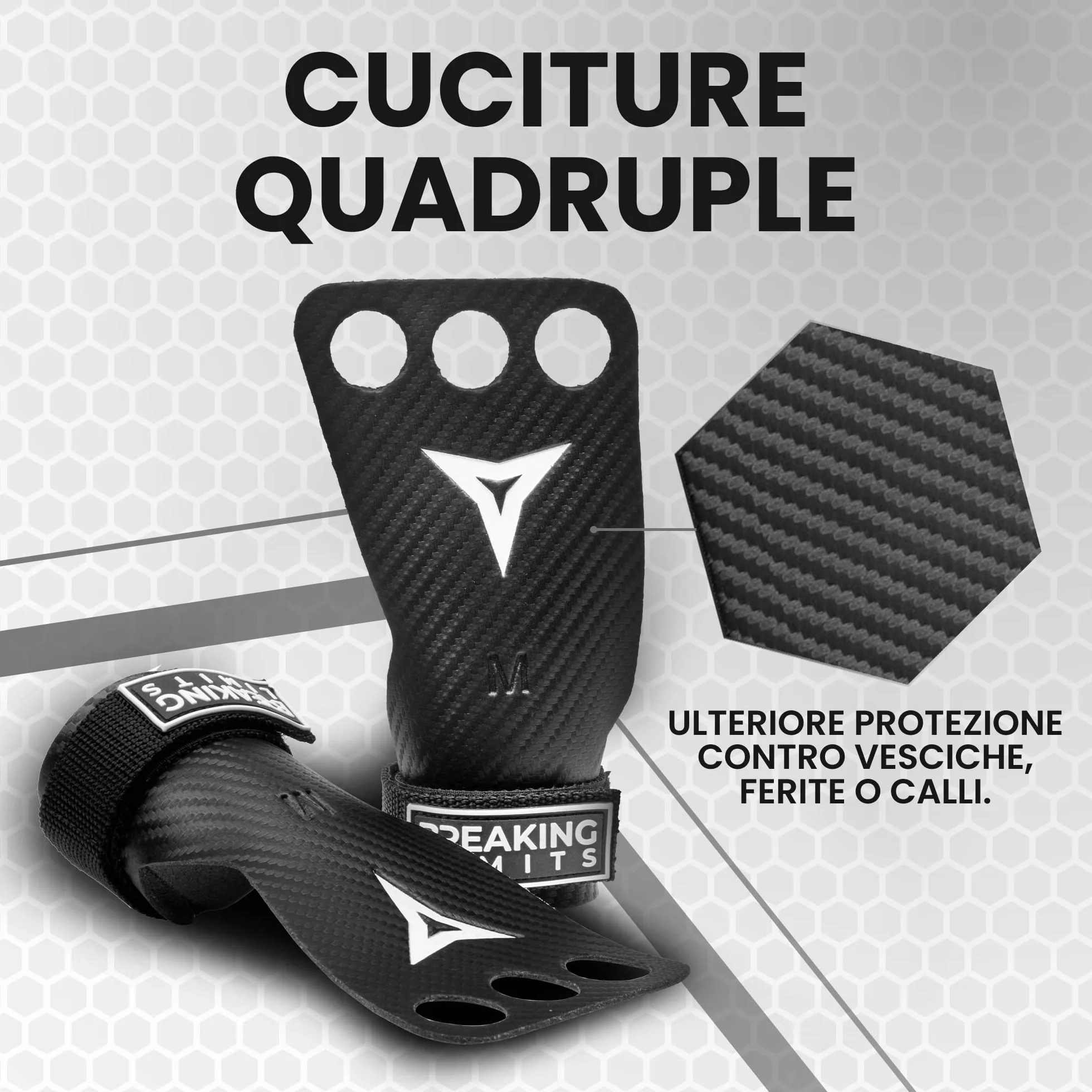 Guanti Palestra CrossFit in Microfibra di Carbonio con 3 Fori - Guanti da Allenamento per Sollevamento Pesi e Ginnastica
