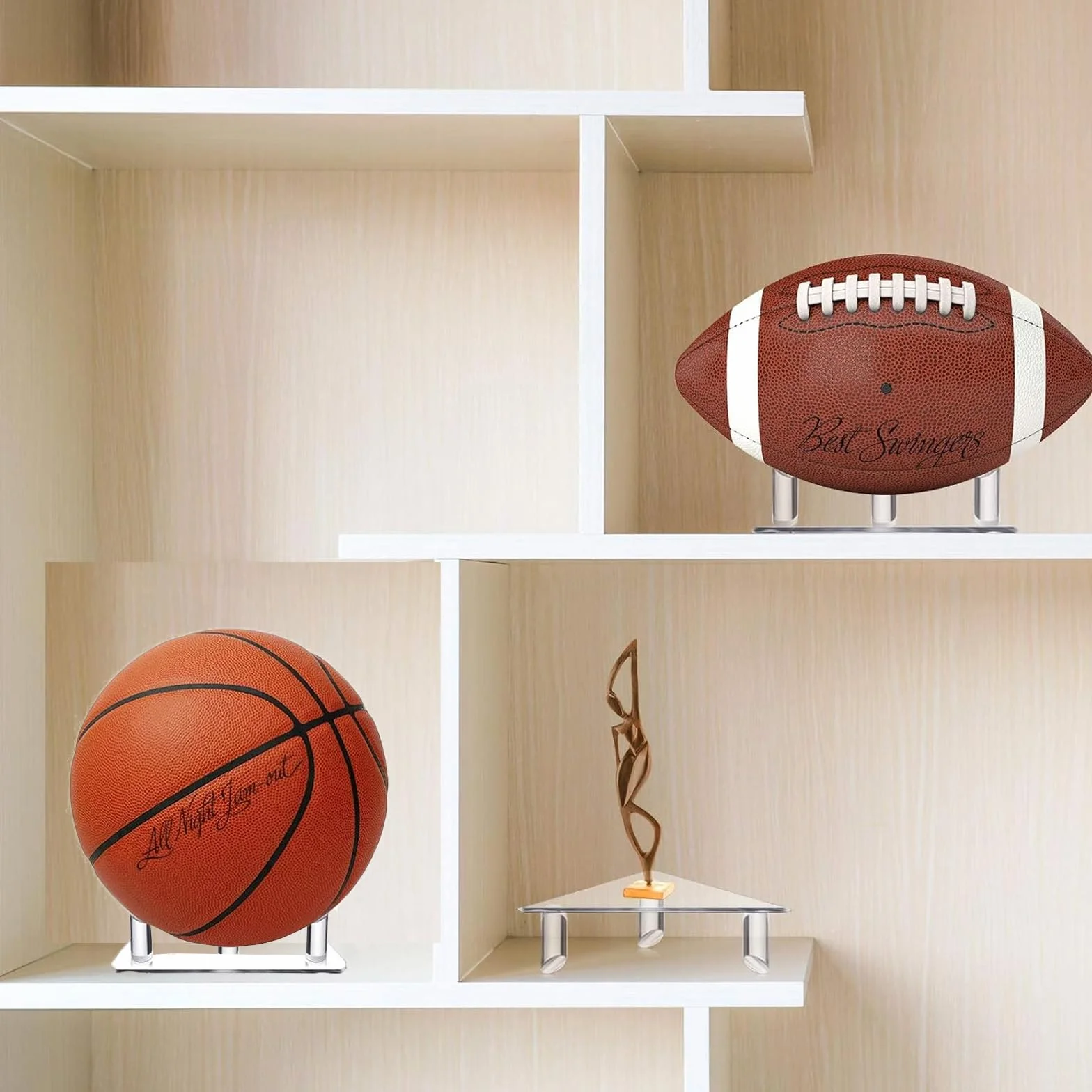Supporto per palla da calcio in acrilico trasparente per pallone da calcio, pallavolo, rugby