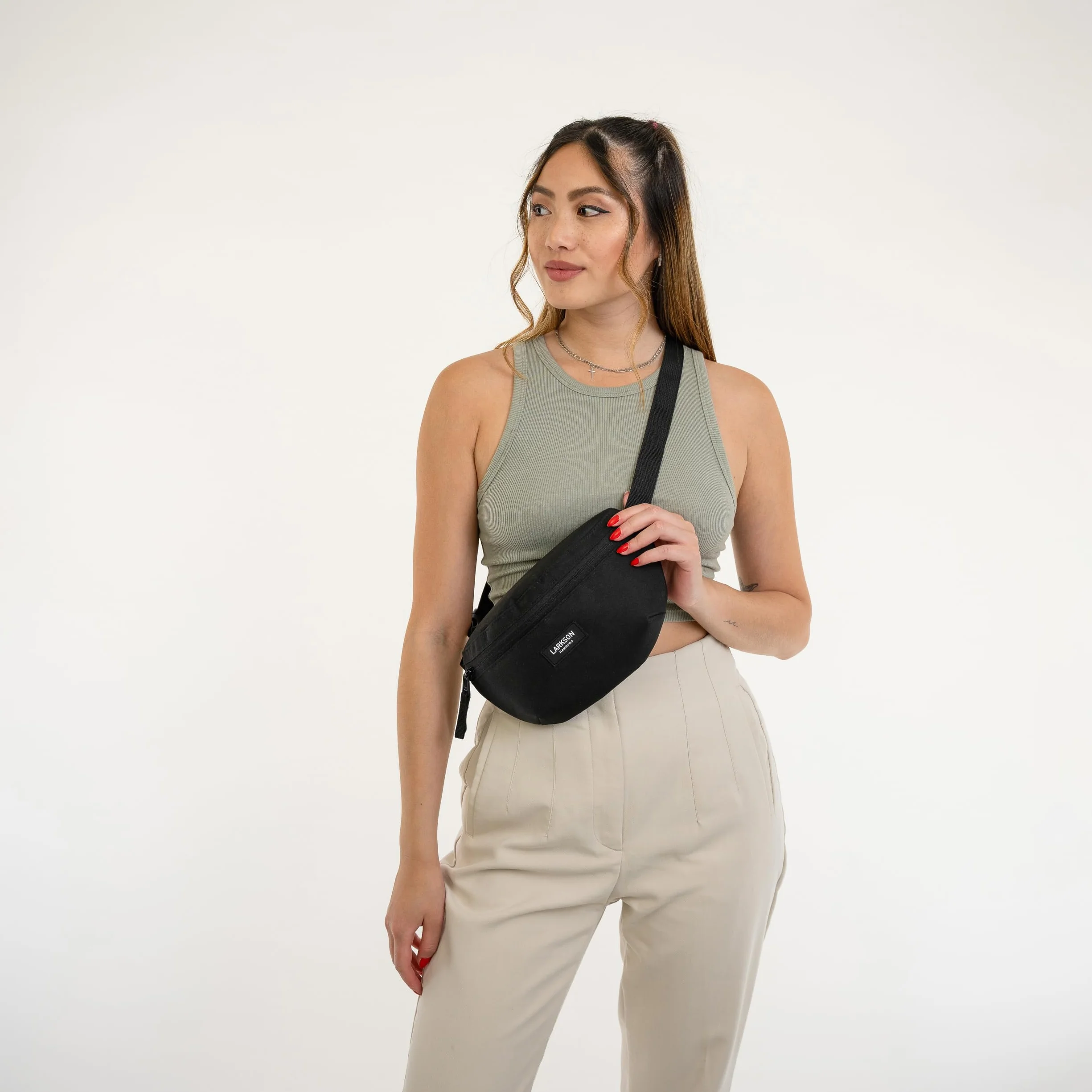 Larkson Marsupio Donna e Uomo Nero - Finn - Cintura Borsa a Tracolla Idrorepellente per Festival e Sport