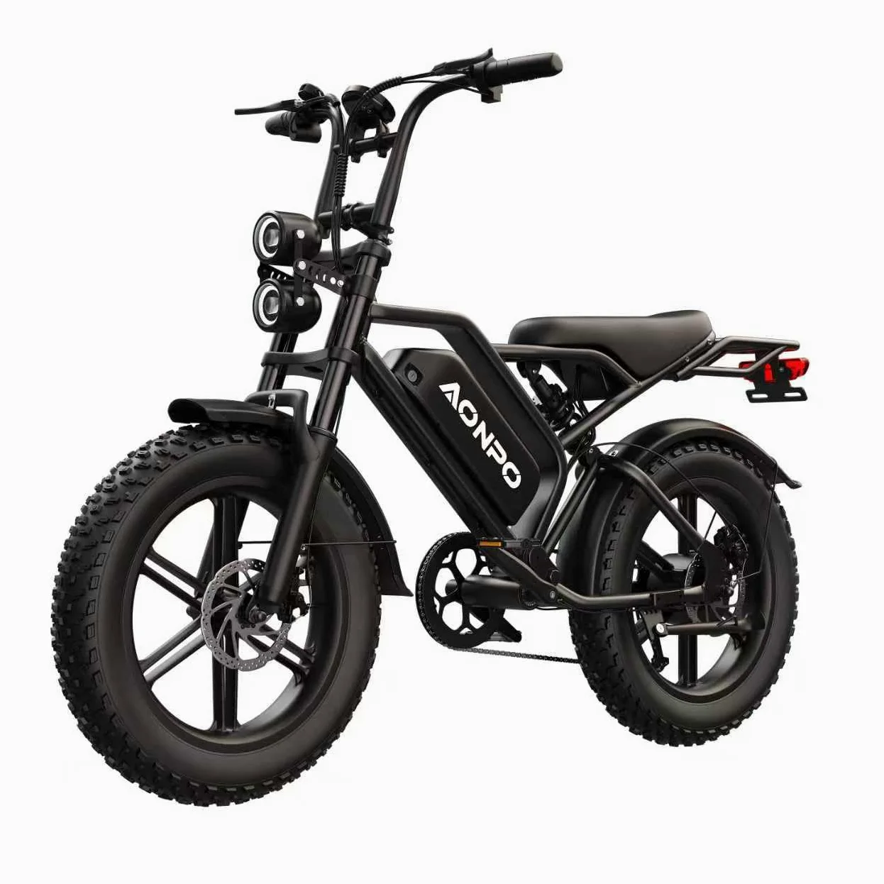 V20 Bici Elettrica per Adulti 20" x 4.0, Batteria Rimovibile da 52V 15/20Ah, Autonomia di 160/190km, Bicicletta Elettrica con Doppia Sospensione, 7 Velocità Ebike