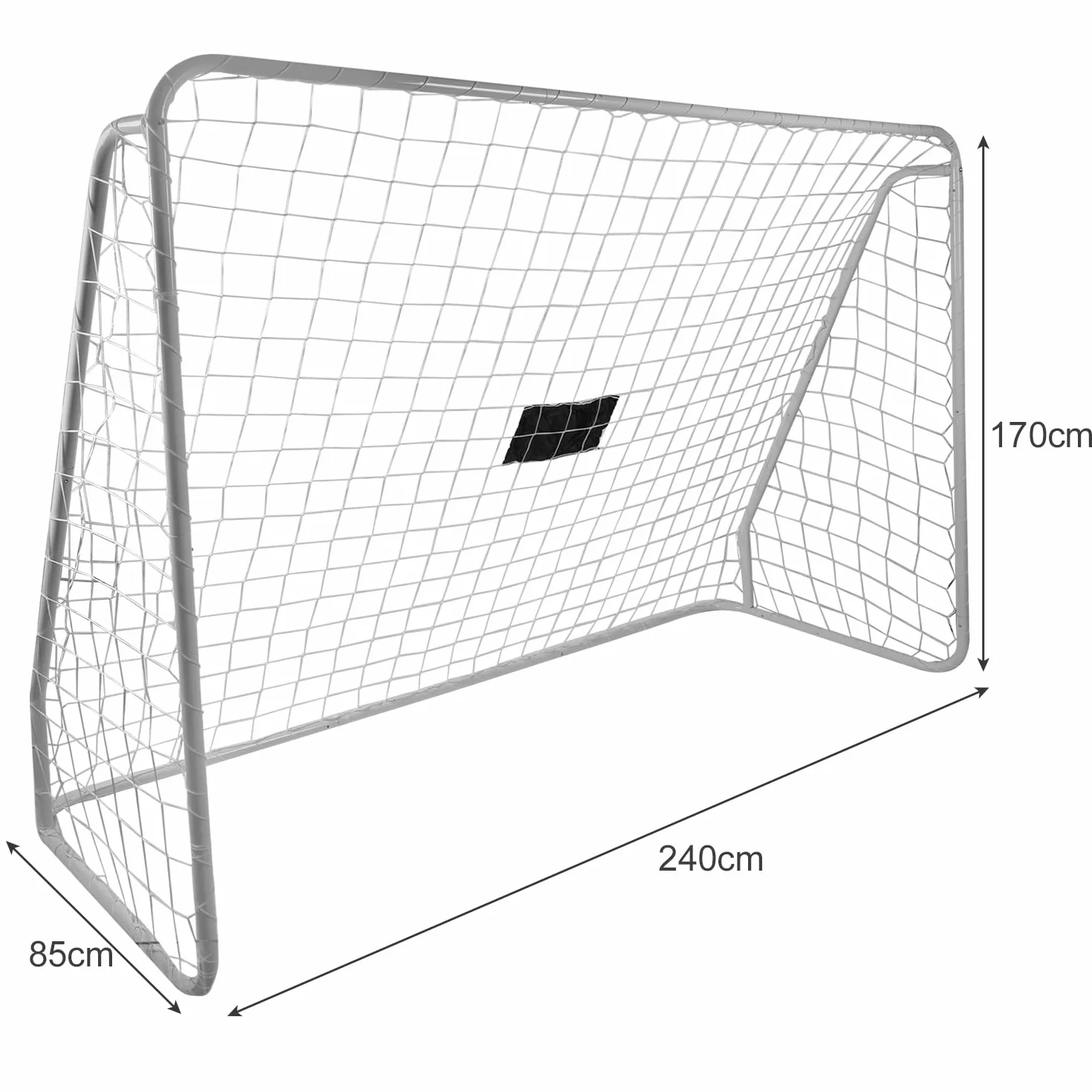 Porta da Calcio Grande 240×170×85 cm TRIZAND con Telo Bersaglio, Tubi Acciaio Ø32 mm, Rete PE Fitta, Montaggio a Scatto