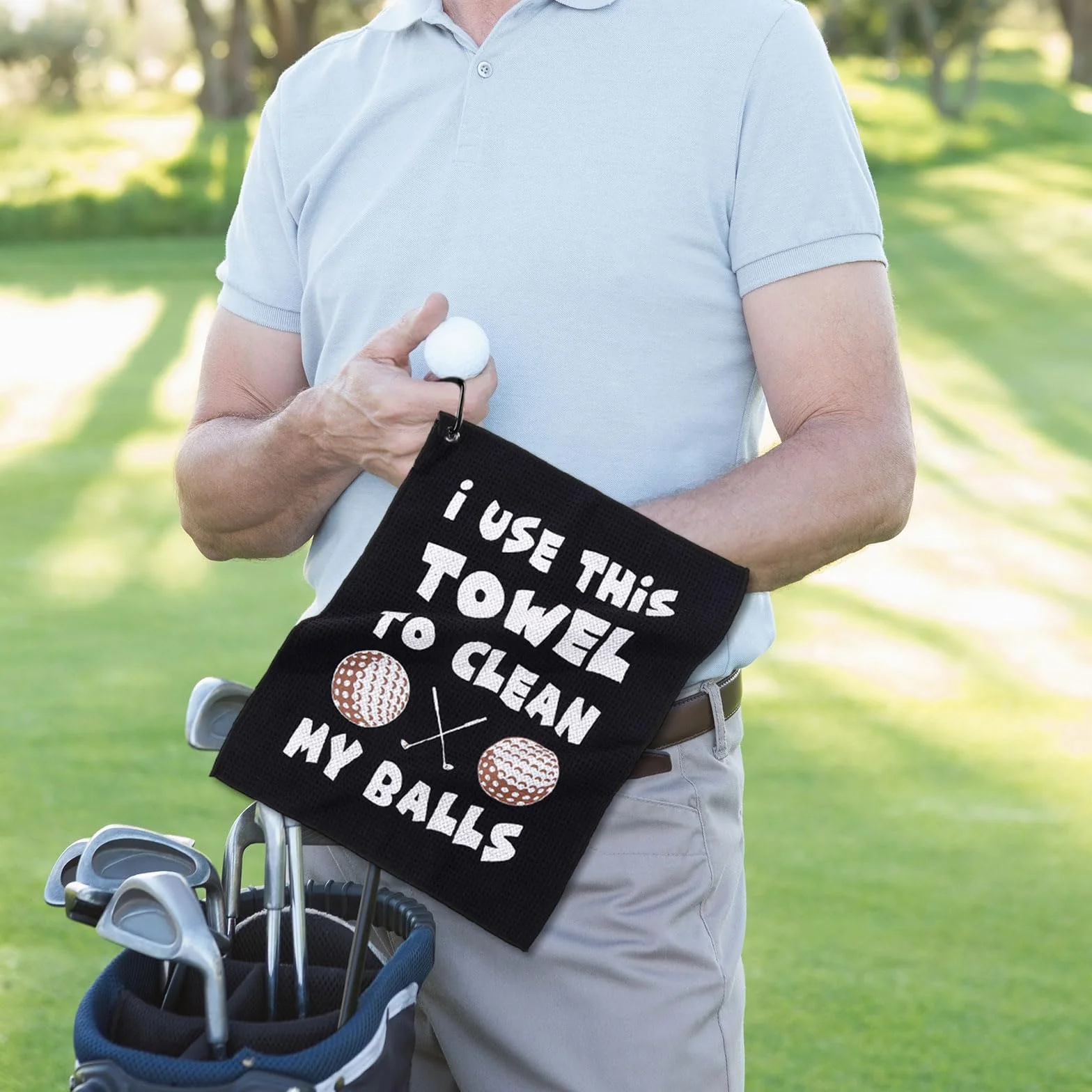 Asciugamano da golf divertente con clip per borsa nero