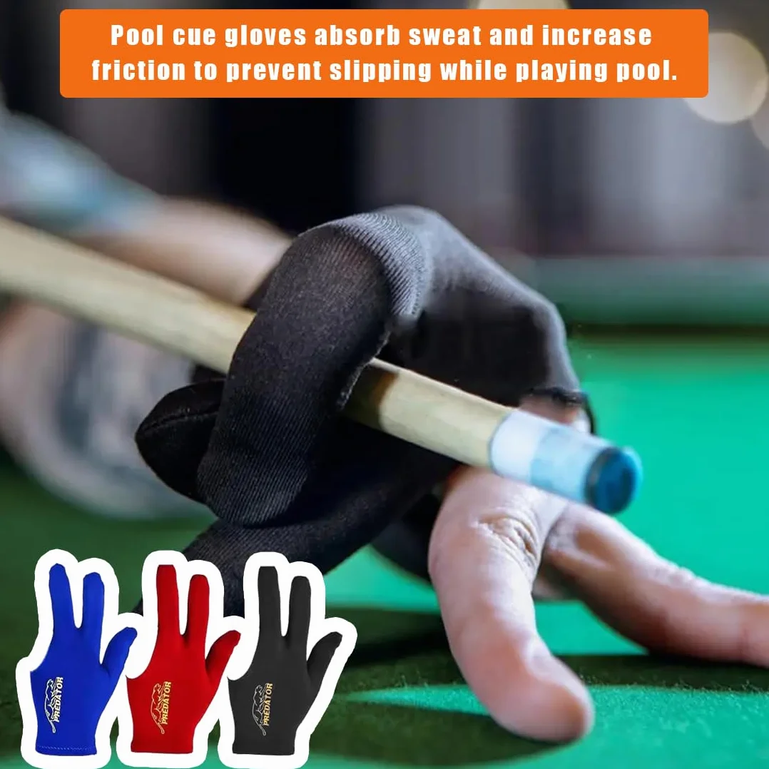 XPEX Guanti Biliardo 3 Finger Professionale Snooker Nero