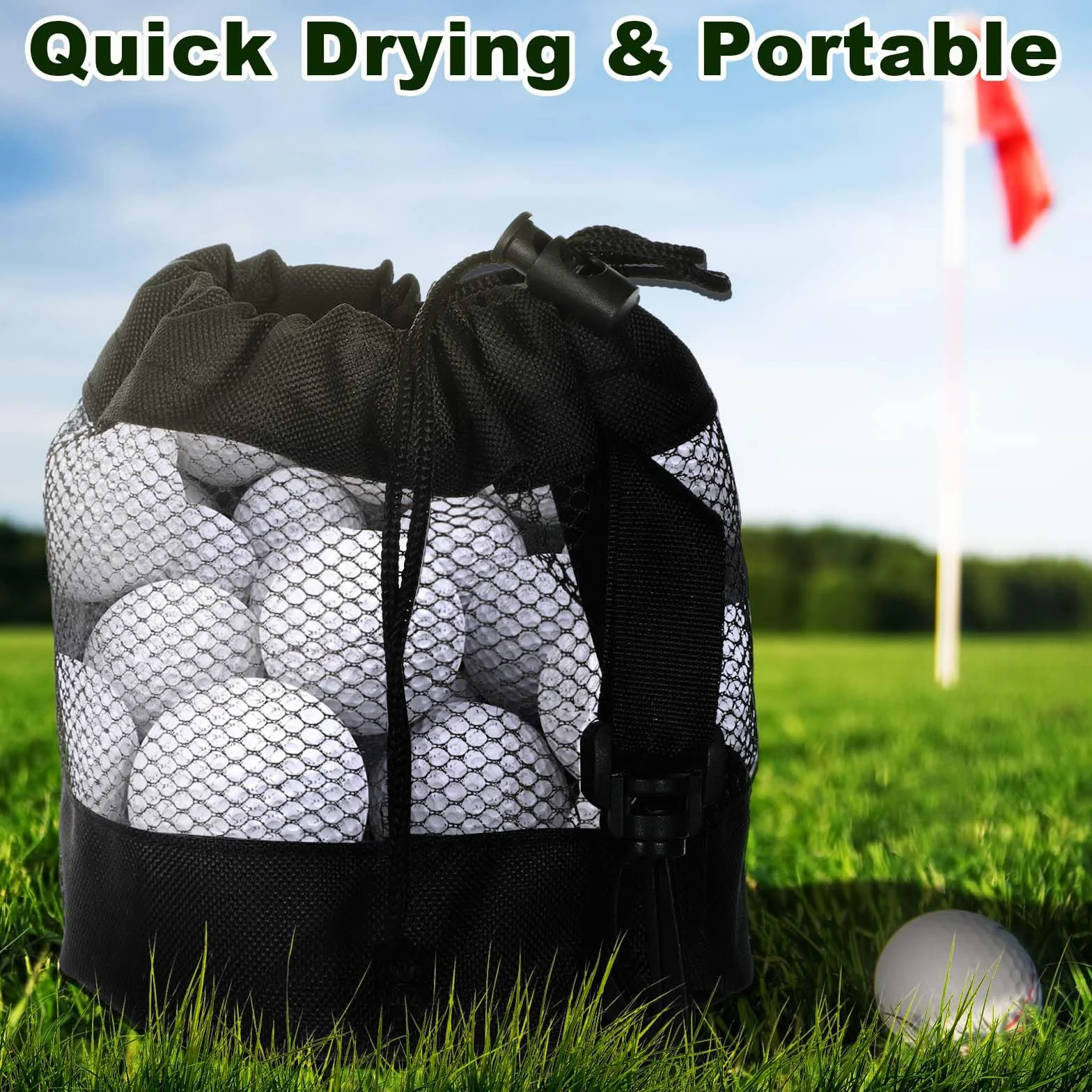 Grevosea Sacchetti per Palline da Golf in Rete di Nylon con Coulisse, Borsa Porta Palline, Accessori Golf Nero