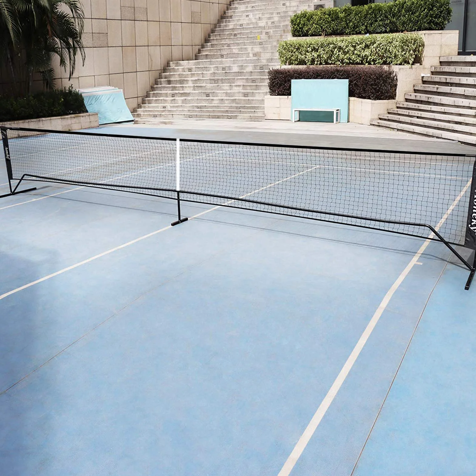 Aoneky Kit da Pickleball Tennis Training Net 6,7x0,9M - Rete da Paddle Tennis Trasportabile - Attrezzatura Sportiva da Esterno Nero