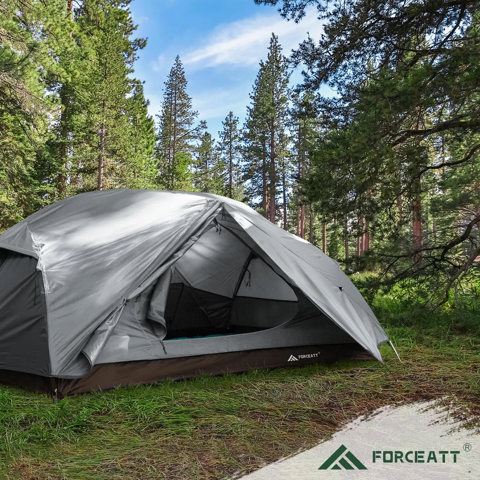 Forceatt Tenda Campeggio per 2-3 Persone Impermeabile Antivento 2 Porte Leggera