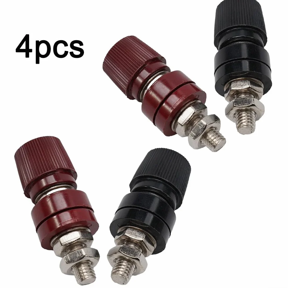 4 connettori maschio a vite 8 mm terminali in ottone isolati per batteria rosso + nero