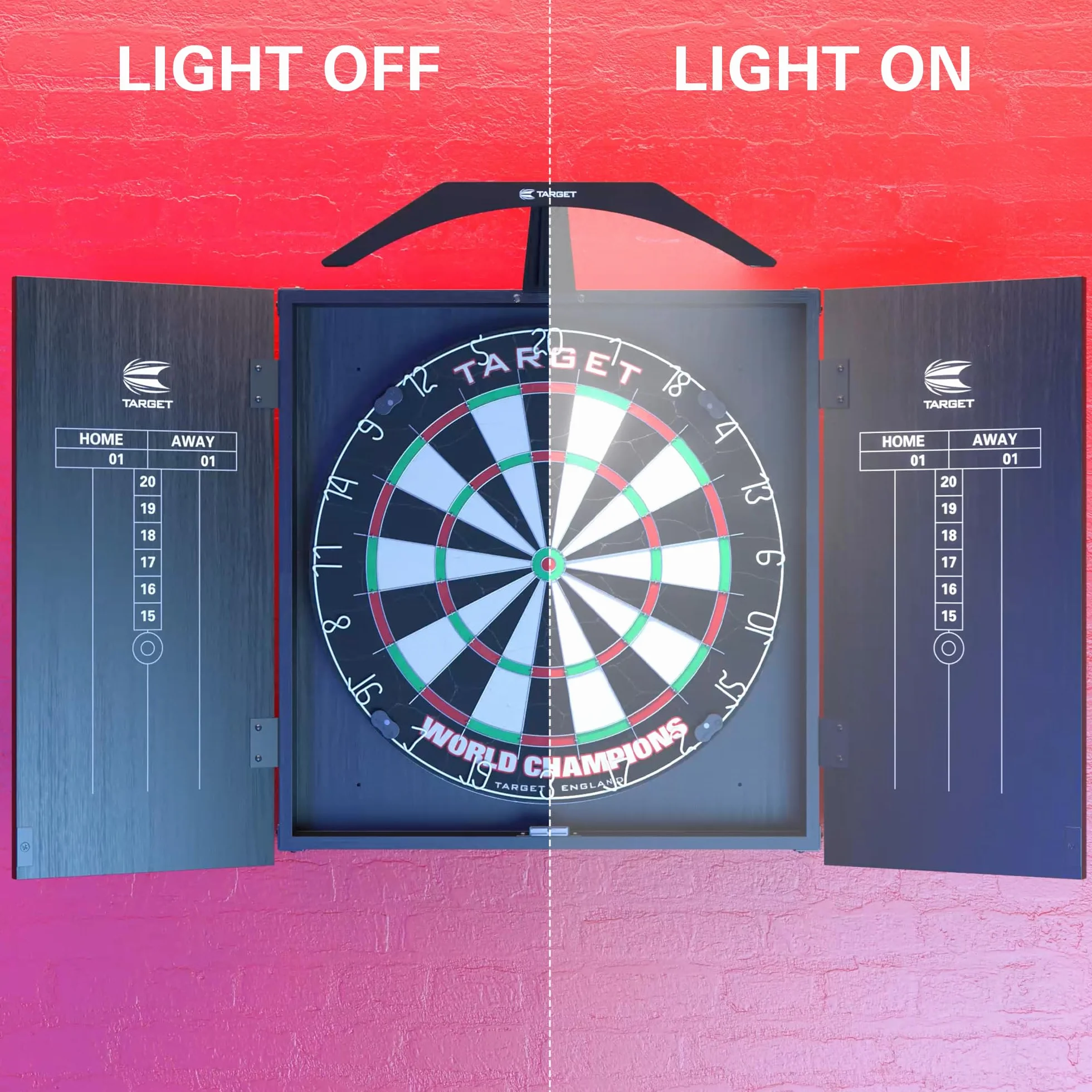 Target Darts Arc Dartboard LED Light Sicurezza Fits All Dart Boards Easy Assembly Bright Lighting