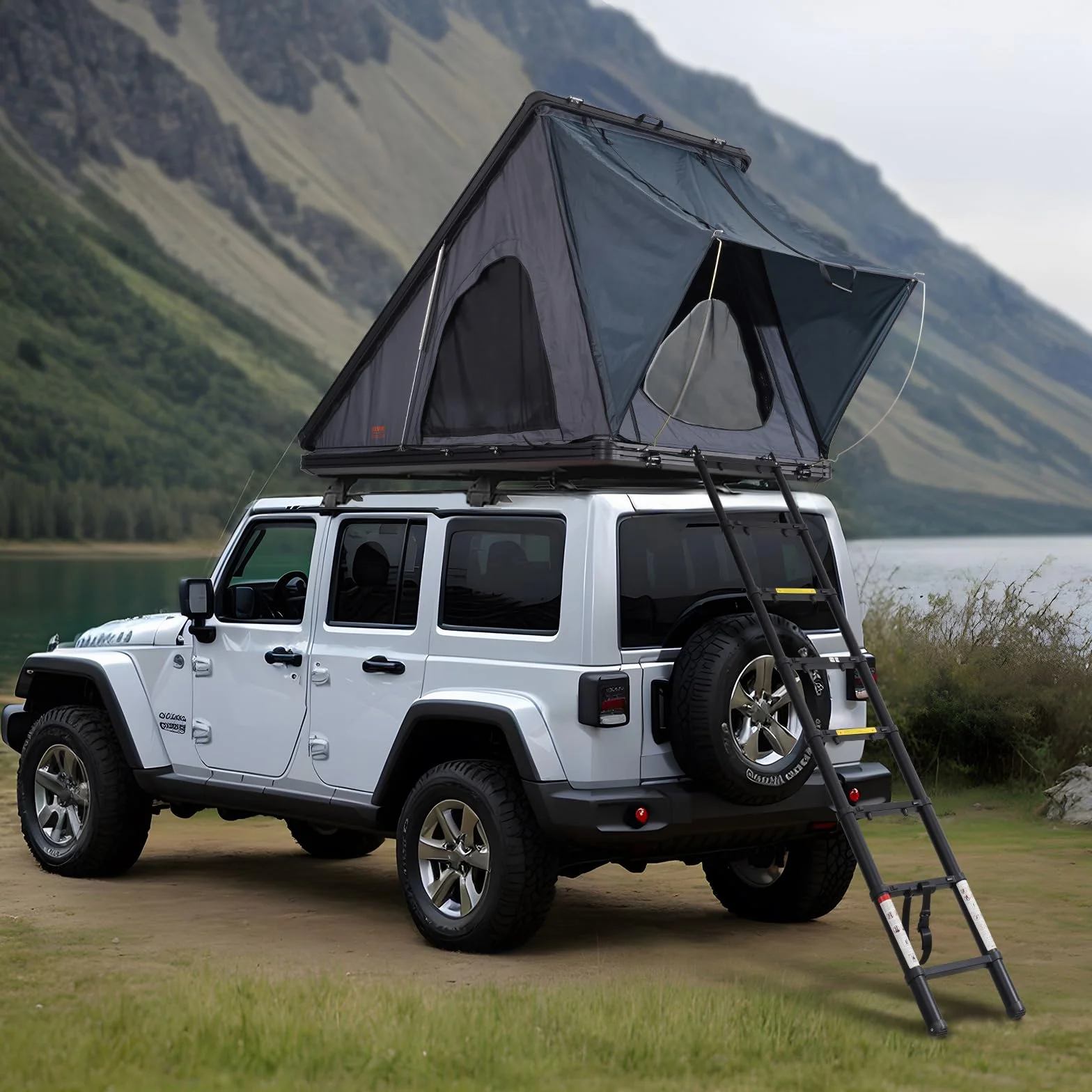 VEVOR Tenda da tetto rigida con guscio rigido, per 2-3 persone, con scala telescopica, materasso spesso, impermeabile e antivento, per Jeep, SUV, furgone, pick-up