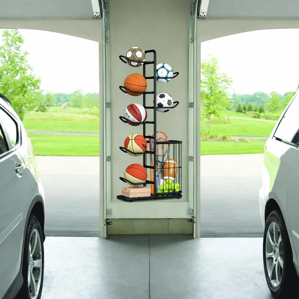 7-Ball Sport Equipment Rack Organizer Stand 146 cm Nero
