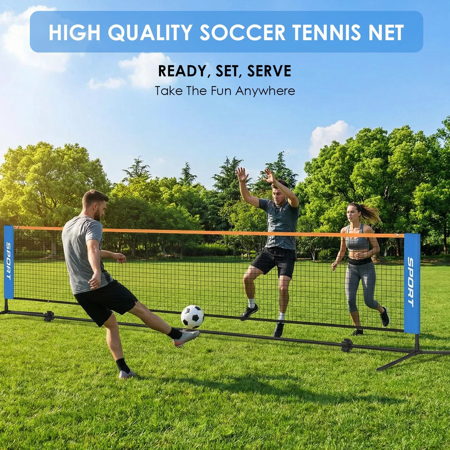 Filet de Badminton 4m/5m Portable pour Volley-Ball Pickleball Tennis Hauteur Réglable Nylon Pliable avec Sac de Transport