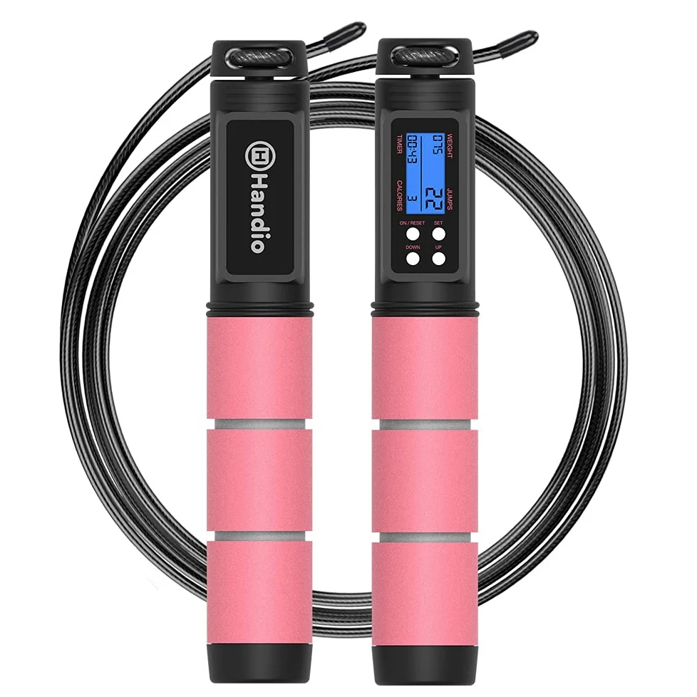 H Handio, corda per saltare con contatore, corda per saltare con cuscinetti a sfera in acciaio, lunghezza regolabile, corda per saltare per uomini, donne, bambini, palestra a casa, crossfit, fitness