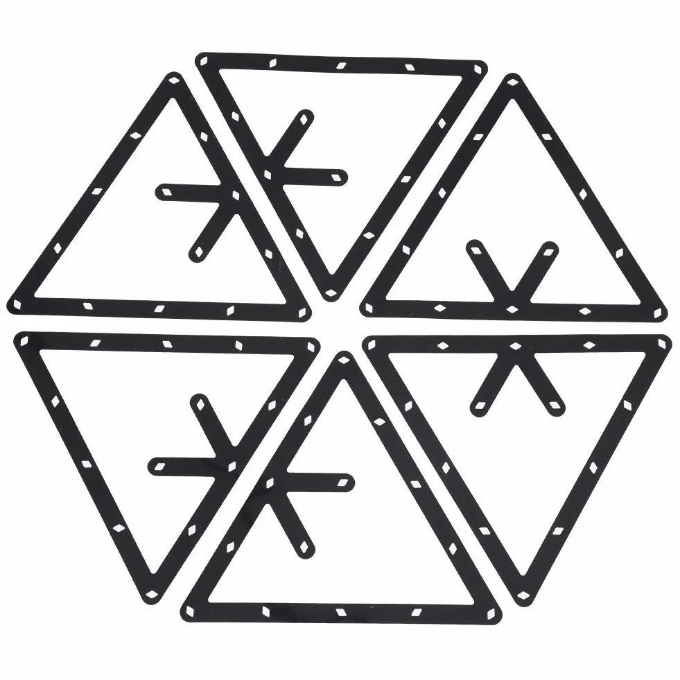 Magic Pool Rack Magnetic Triangle 6Pcs Set Billiard Ball Holder Black