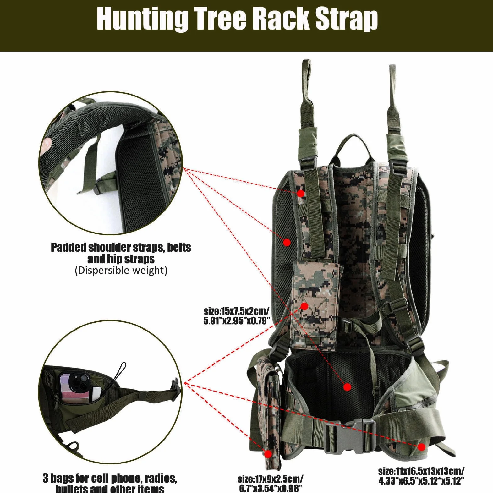 Zaino per Supporto per Albero in Tessuto Oxford 2 in 1 Leggero