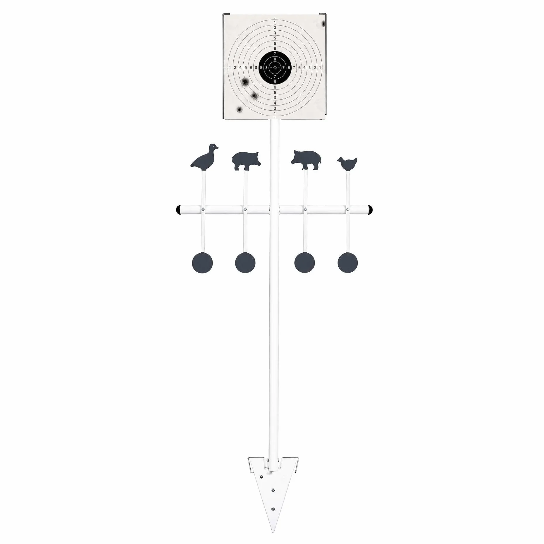 Bersaglio Metallico Mobile 8 Target Girevoli Pannello Fisso 14x14 cm Tiro Sportivo Aria Compressa Airsoft