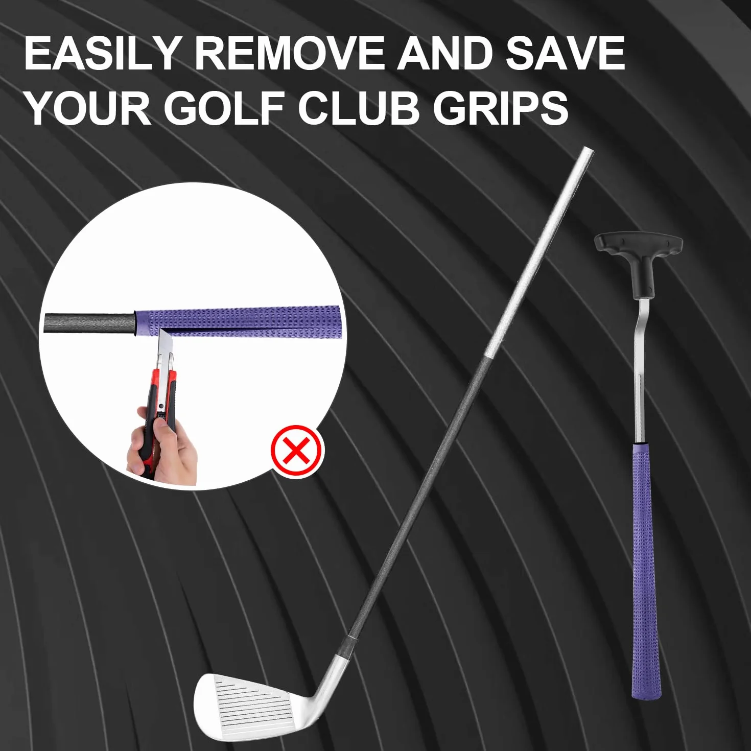 PEUTIER Strumento Rimuovere l'Impugnatura Golf 27,9 cm Scanalatura V per Impugnature Oscillanti