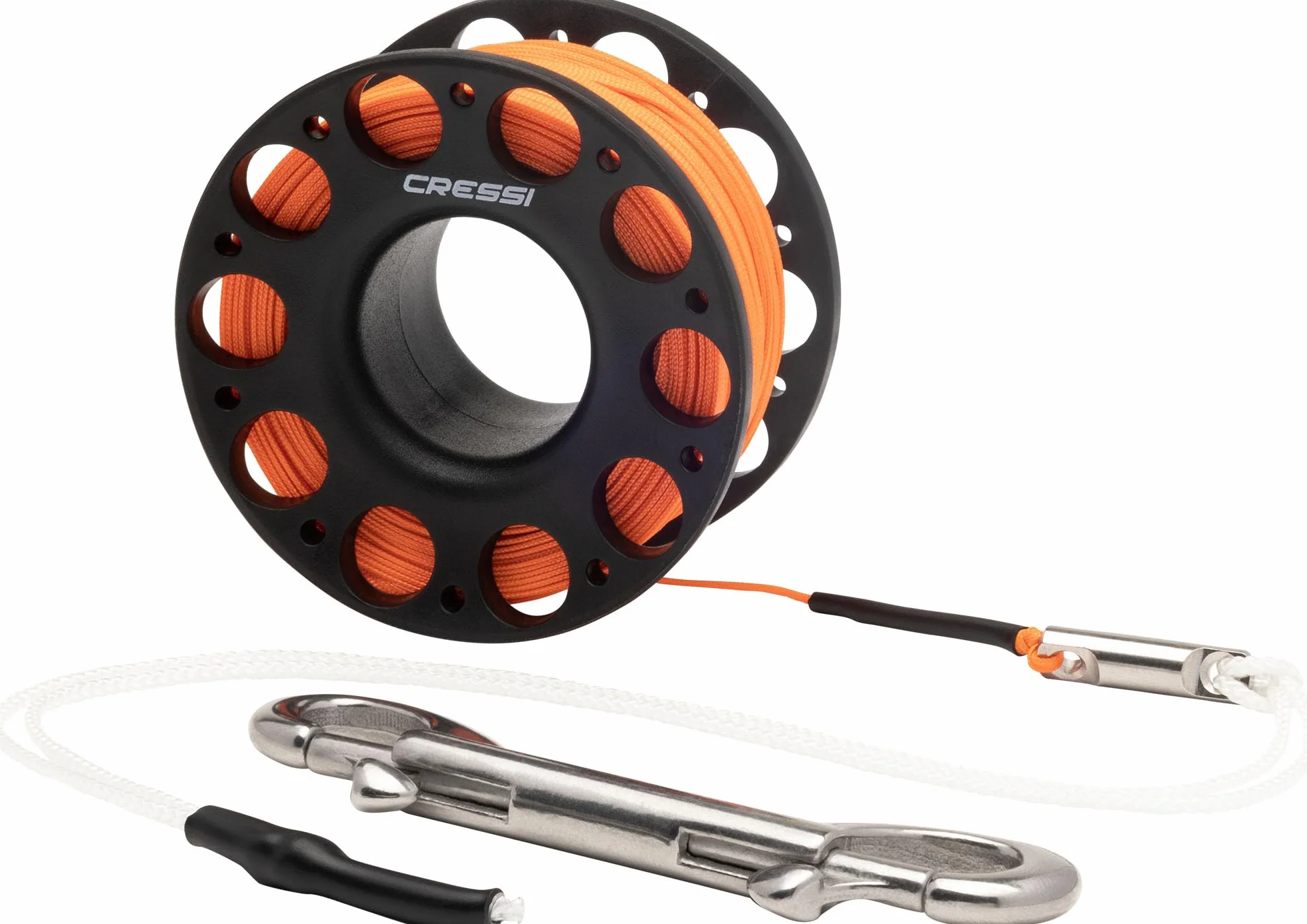 CRESSI Finger Spool w/SS Bolt Snap Black - Bobina Tecnica da Dito Completa di Sagola e Clip Moschettone per Immersioni, Nero