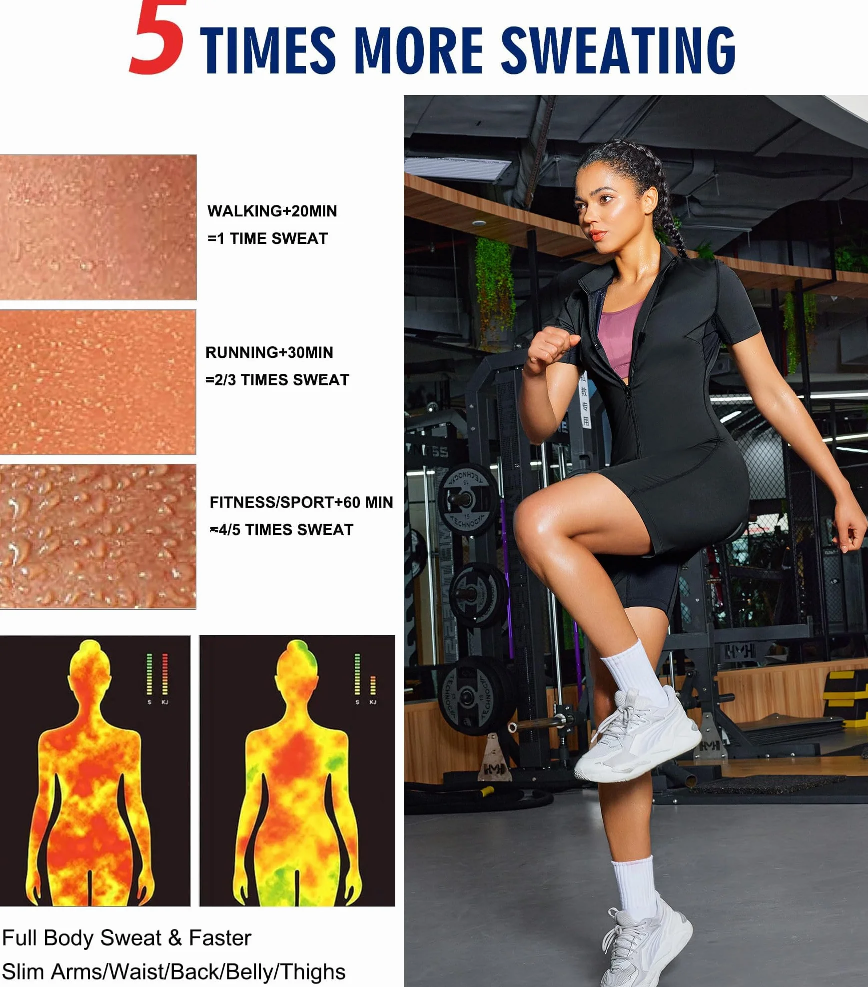 KUMAYES Tuta Completa Sauna Dimagrante Donna Snellente Sudorazione Anticellulite Sportivi Fitness Suit
