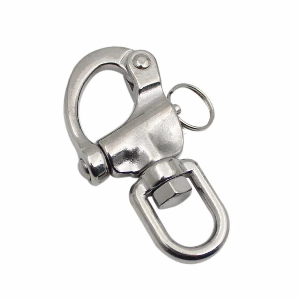 Spinnaker drizza grillo a scatto piccolo acciaio inox sgancio rapido girevole 70 mm 87 mm 128 mm