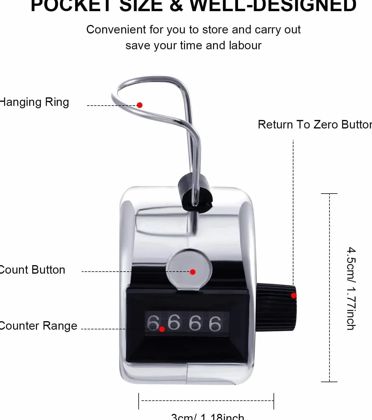 Contatori di Conteggio 4 Digit Manuali 2 PCS Contapersone Lap Tracker Clicker