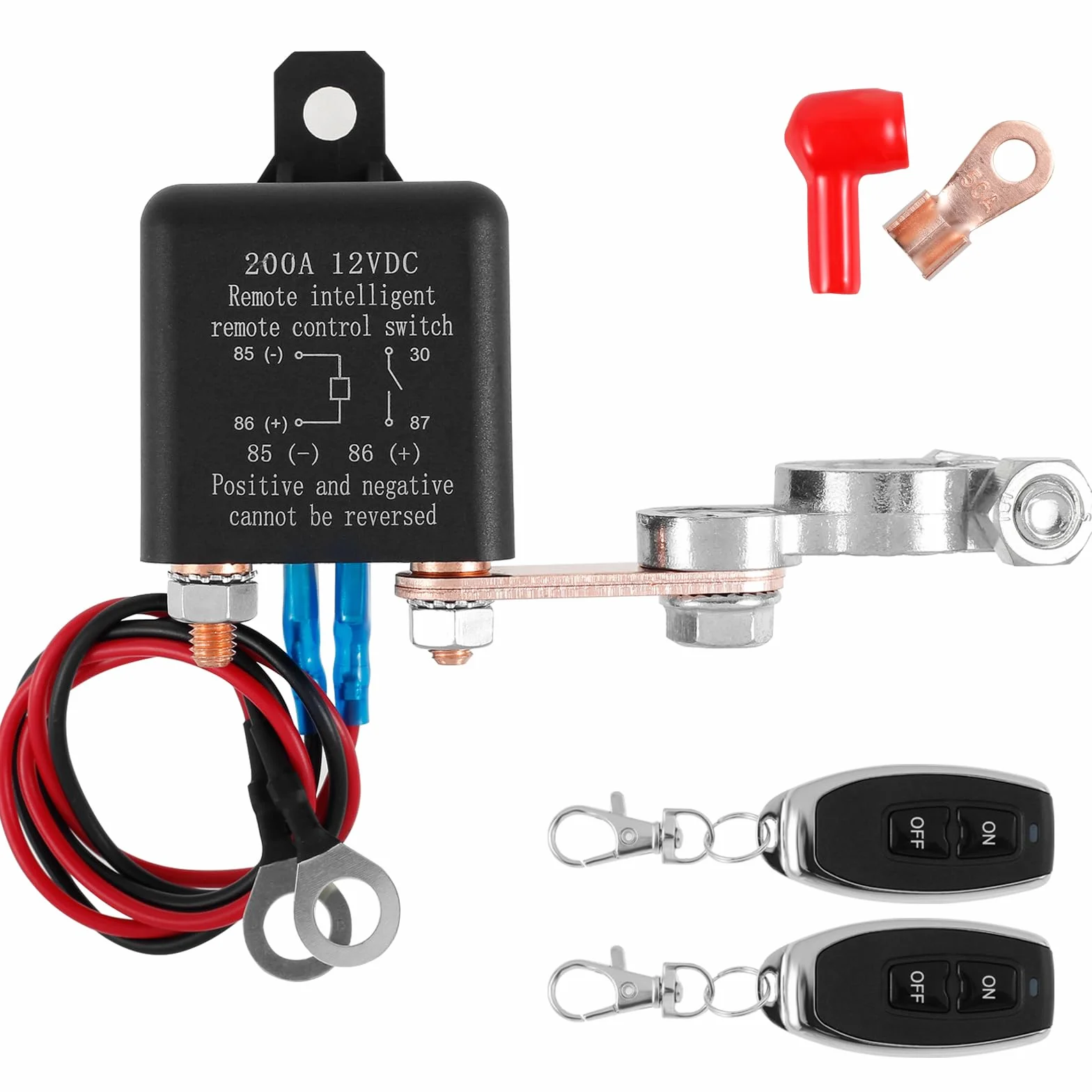 Stacca Batteria 12V 200A Con Telecomando - Interruttore di Scollegamento Remoto Riutilizzabile per Auto e Barca (Doppio Telecomando)