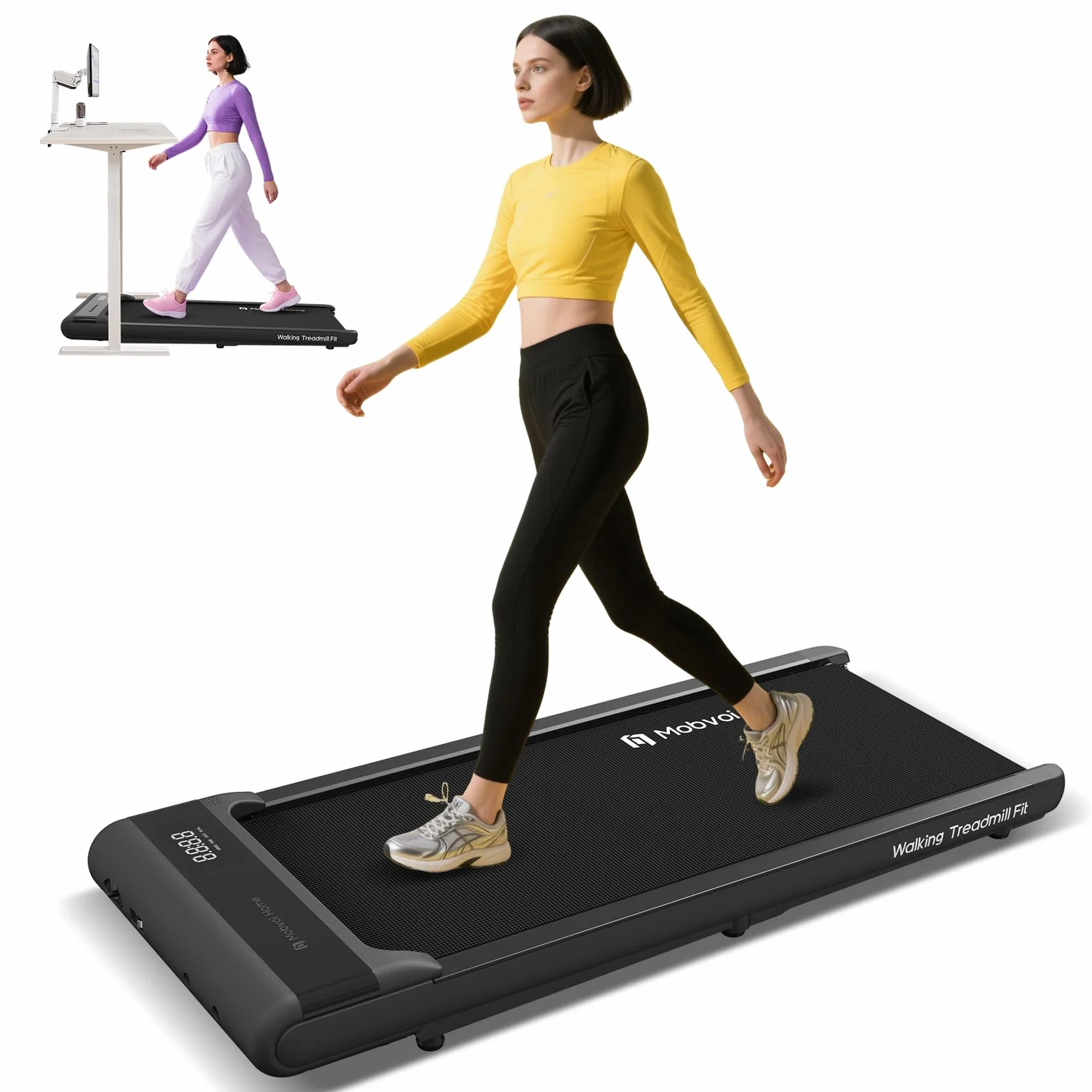 Mobvoi Walking Pad Tapis Roulant Intelligenza AI sotto la scrivania Portatile 2 in 1 per casa e ufficio Camminata Jogging Macchina da corsa, APP TicSports, telecomando Facile da riporre 6 km/h 120 kg
