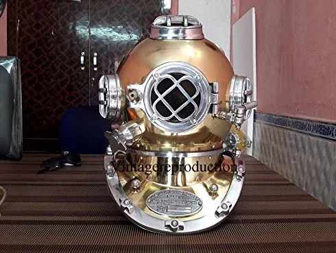 Asmara nautico in ottone anticato 45,7 cm Diving Helmet Deep vintage SCUBA Scafandro Mark V replica
