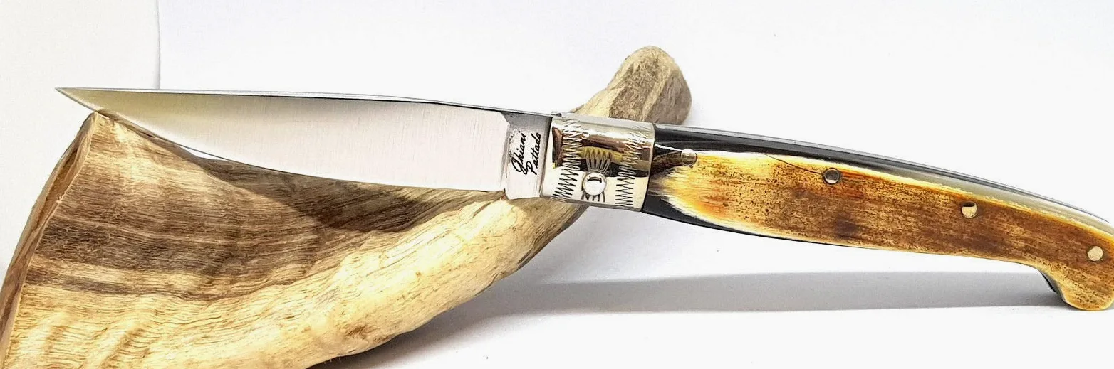 artigiano Ghiani Coltello SARDO PATTADA Artigianale Manico in Corno Collezione Tascabile da Caccia 53186