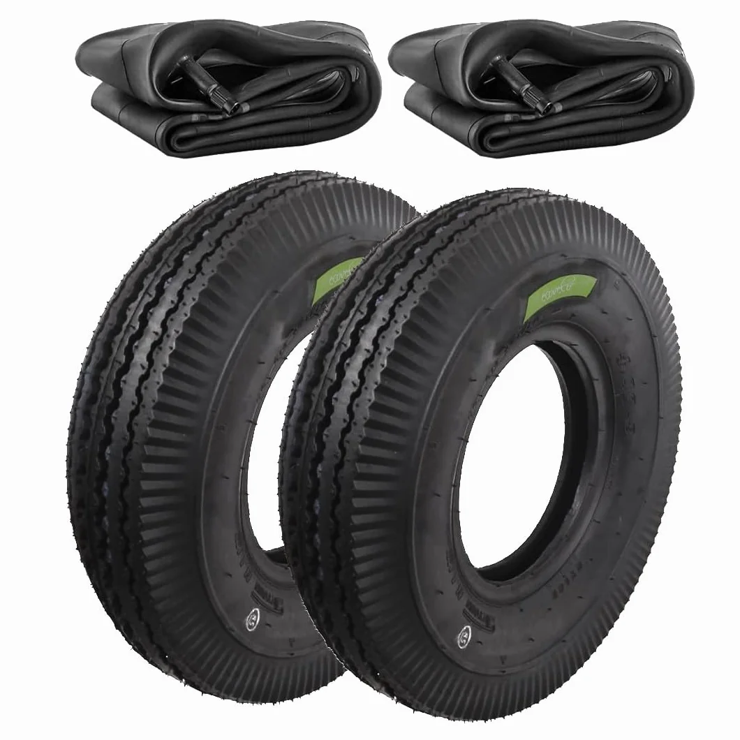 ECOVELO 2 Pneumatici 4.00-8 + Camere Pneumatici Rinforzati 6 PR Per Ruote Carrello Appendice Rimorchio Barca Rimorchietto